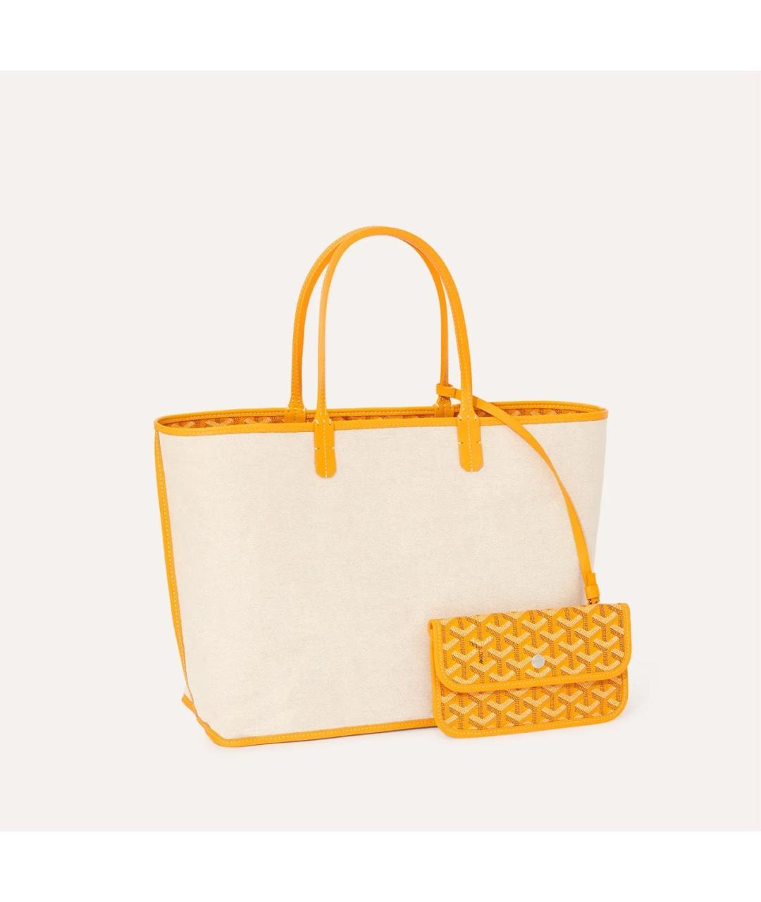 GOYARD Желтая сумка с короткими ручками из канвы, фото 2