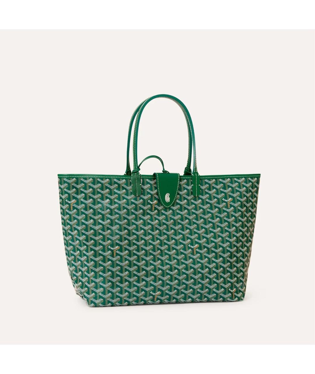 GOYARD Зеленая сумка с короткими ручками из канвы, фото 7