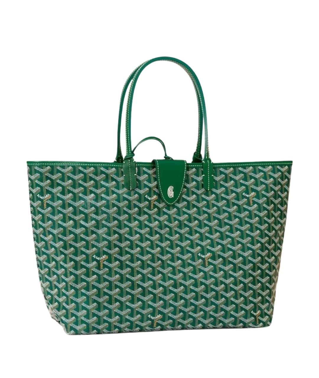 GOYARD Зеленая сумка с короткими ручками из канвы, фото 1