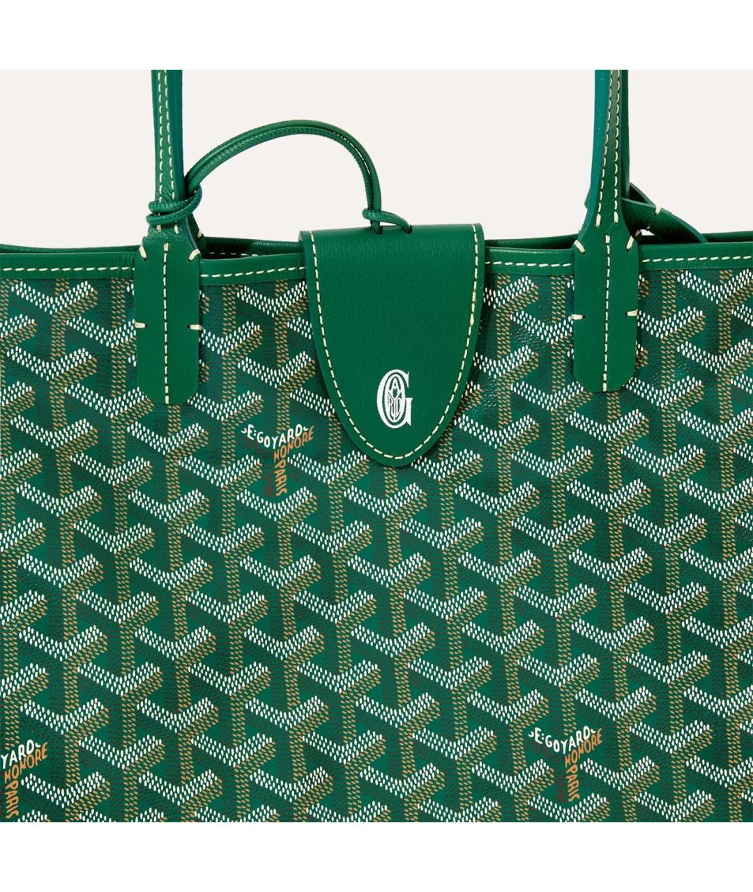 GOYARD Зеленая сумка с короткими ручками из канвы, фото 5