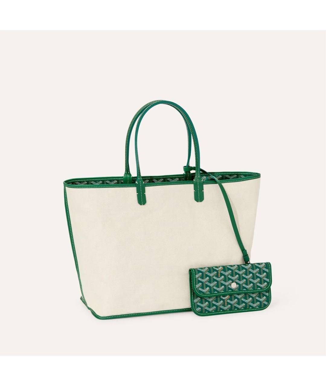 GOYARD Зеленая сумка с короткими ручками из канвы, фото 2