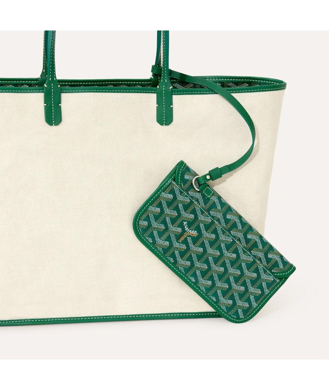 GOYARD Зеленая сумка с короткими ручками из канвы, фото 6