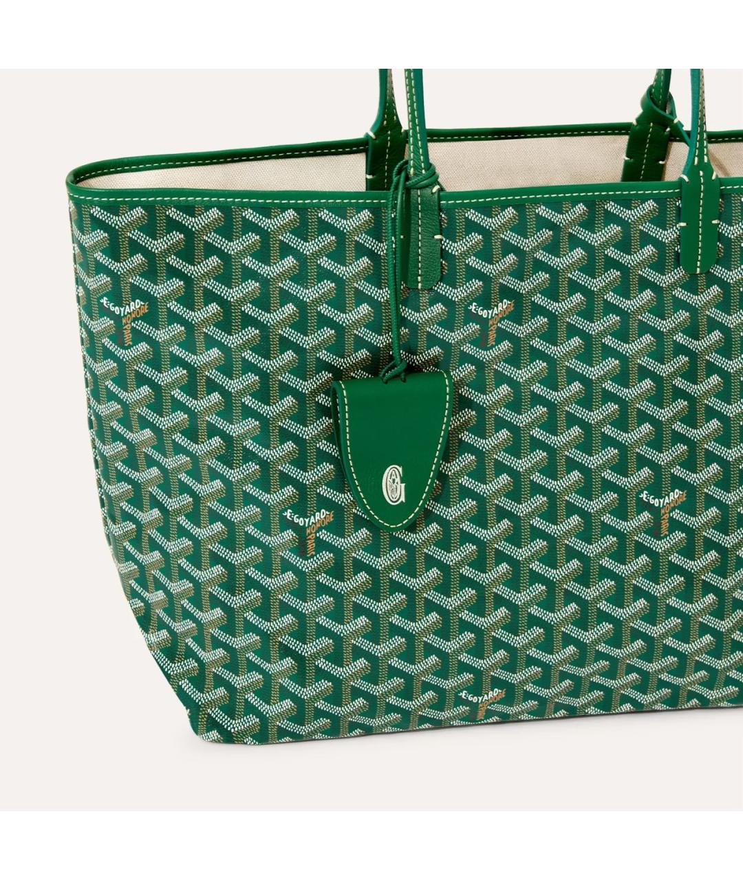 GOYARD Зеленая сумка с короткими ручками из канвы, фото 4