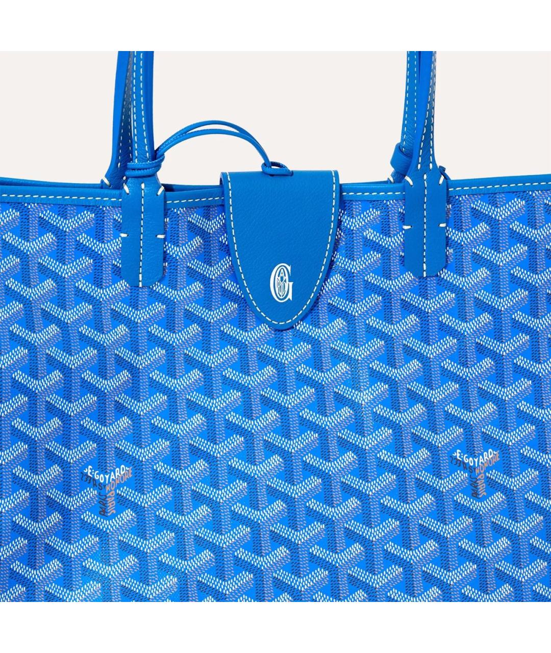 GOYARD Синяя сумка с короткими ручками из канвы, фото 5