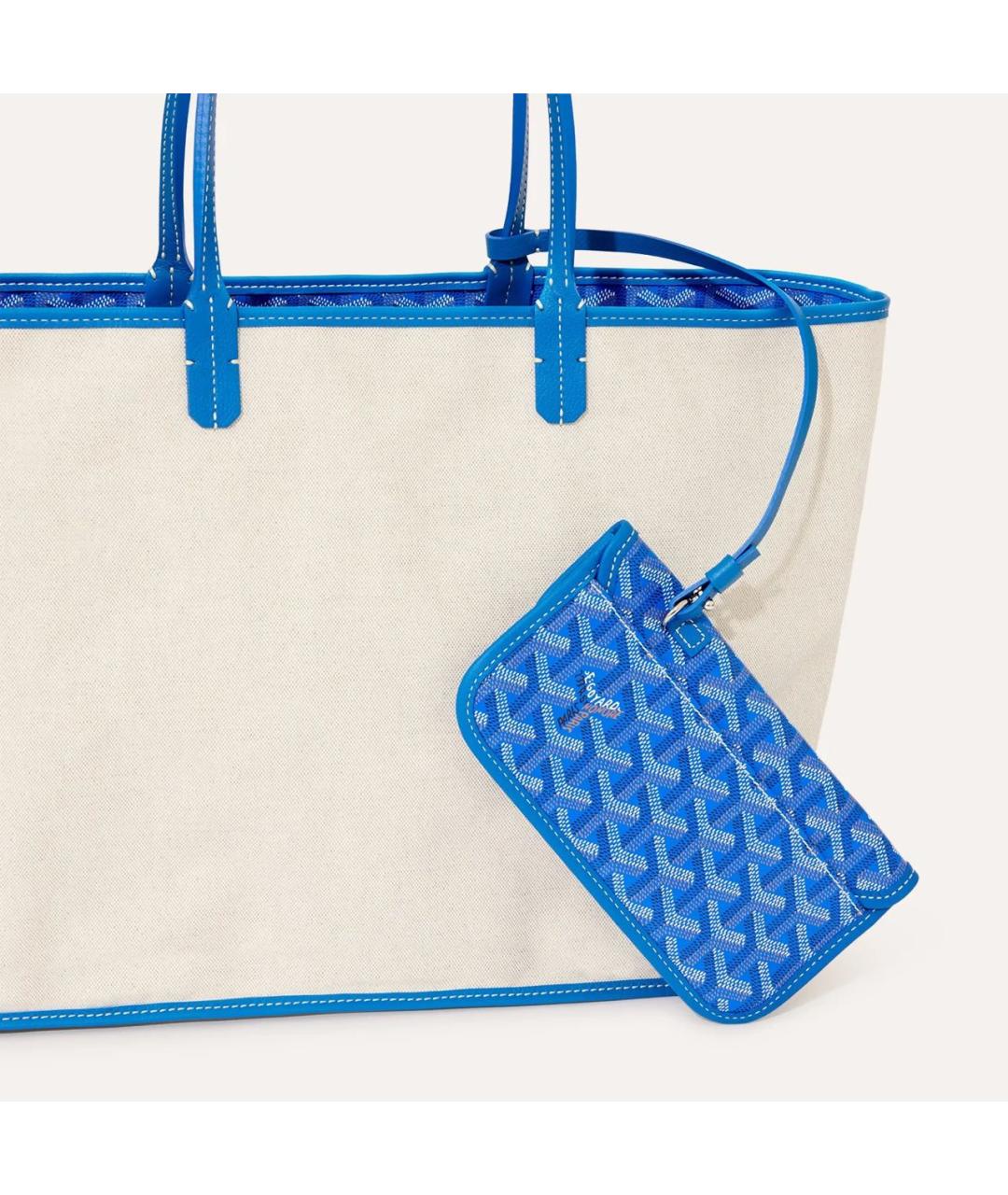 GOYARD Синяя сумка с короткими ручками из канвы, фото 6
