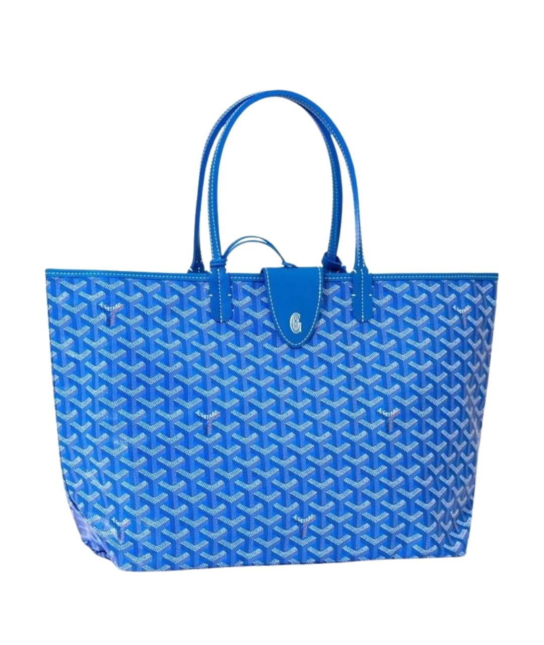 GOYARD Синяя сумка с короткими ручками из канвы, фото 1