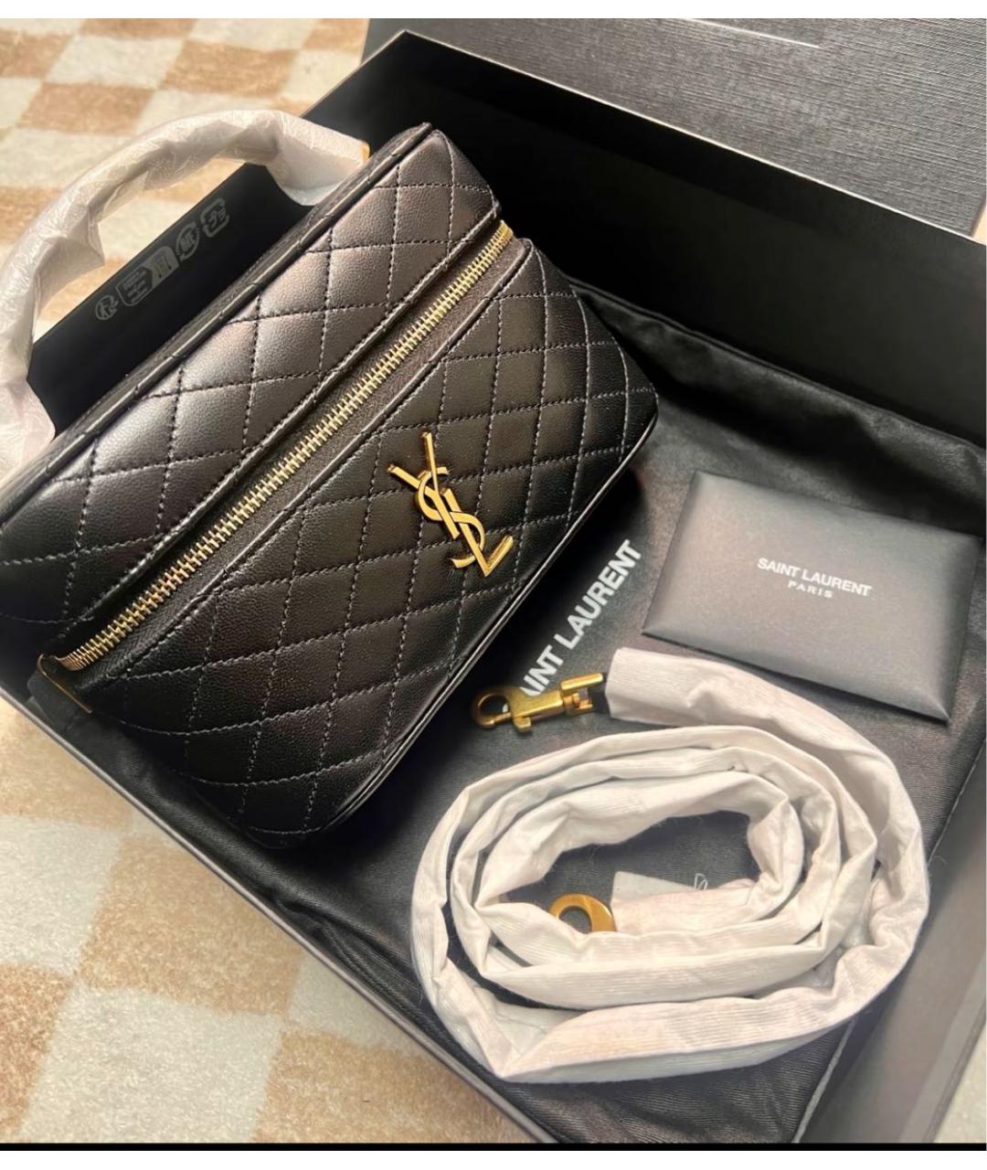 SAINT LAURENT Черная кожаная сумка через плечо, фото 4