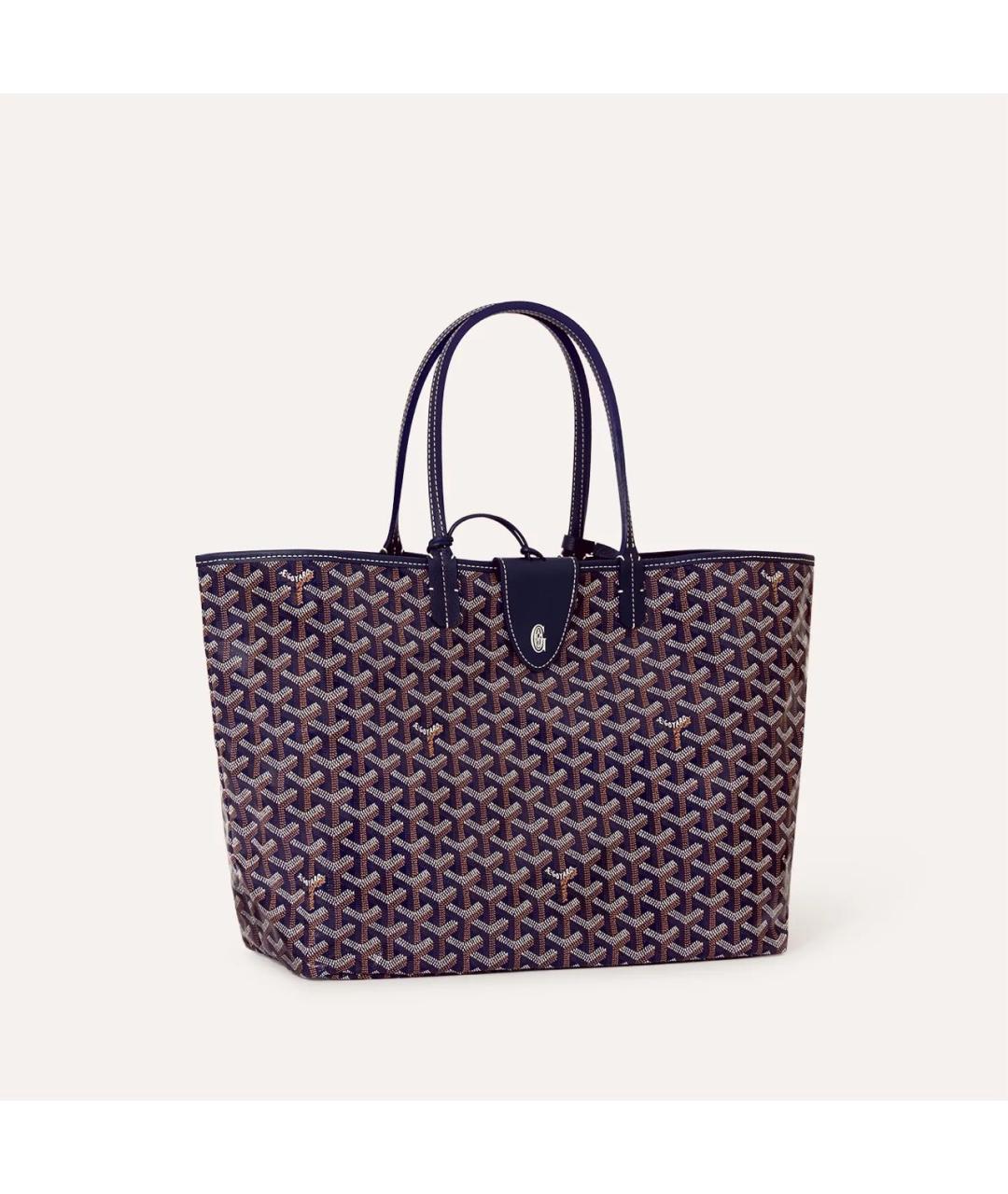 GOYARD Темно-синяя сумка с короткими ручками из канвы, фото 7