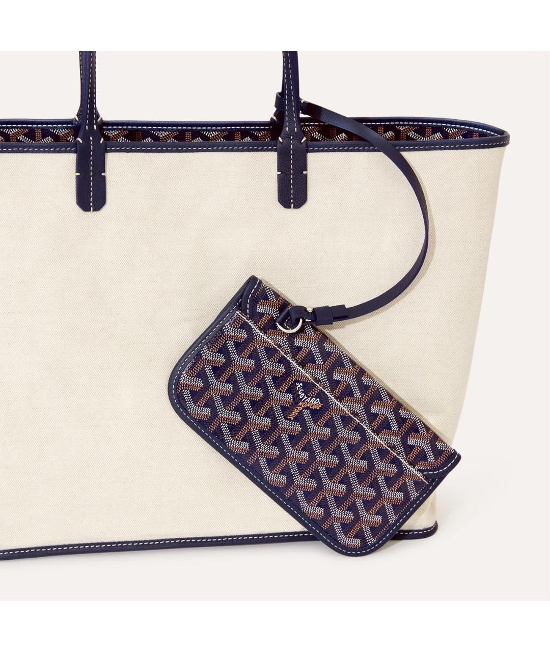 GOYARD Темно-синяя сумка с короткими ручками из канвы, фото 6