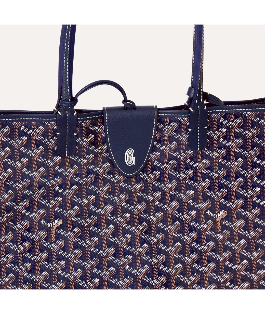 GOYARD Темно-синяя сумка с короткими ручками из канвы, фото 5