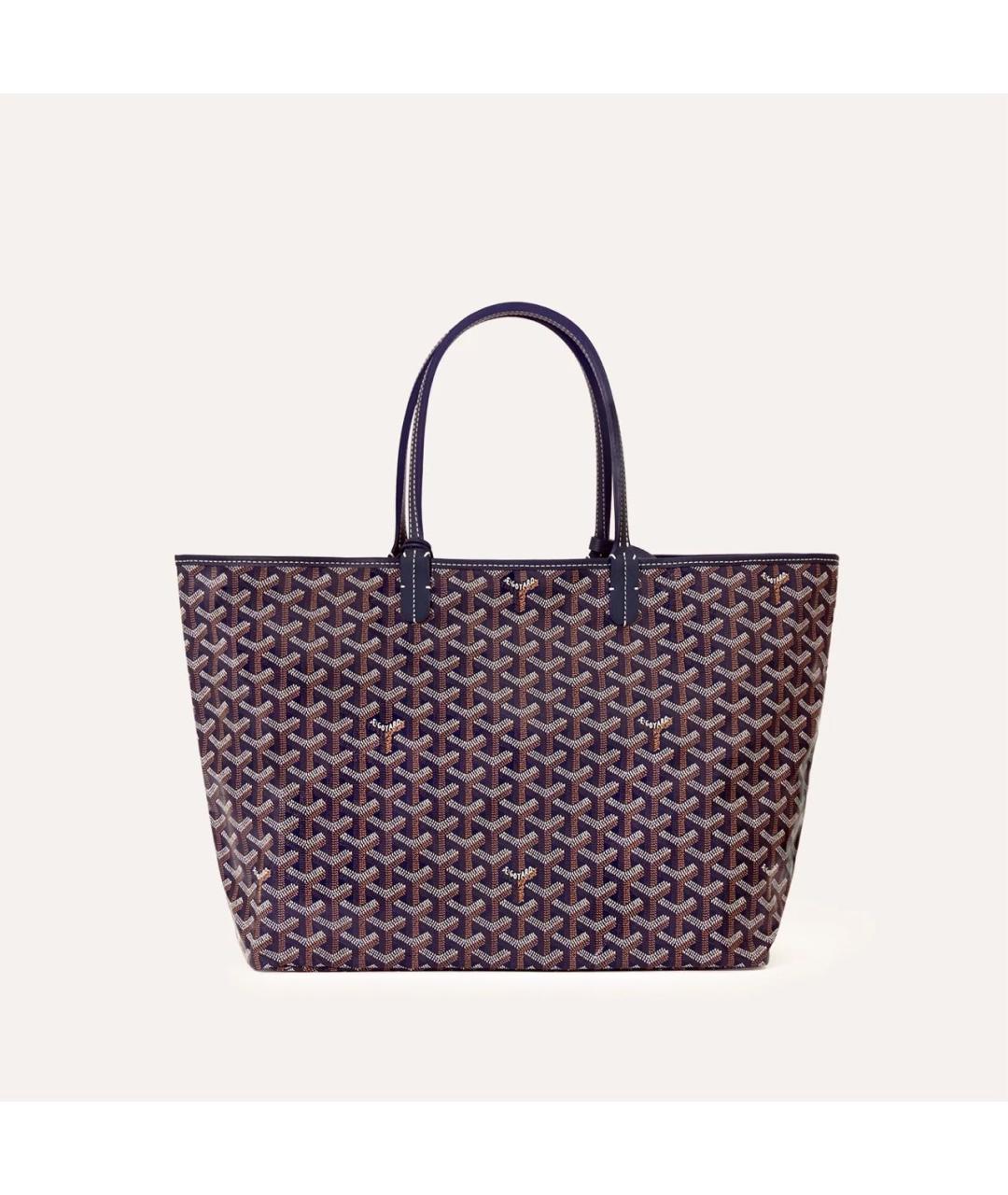 GOYARD Темно-синяя сумка с короткими ручками из канвы, фото 3