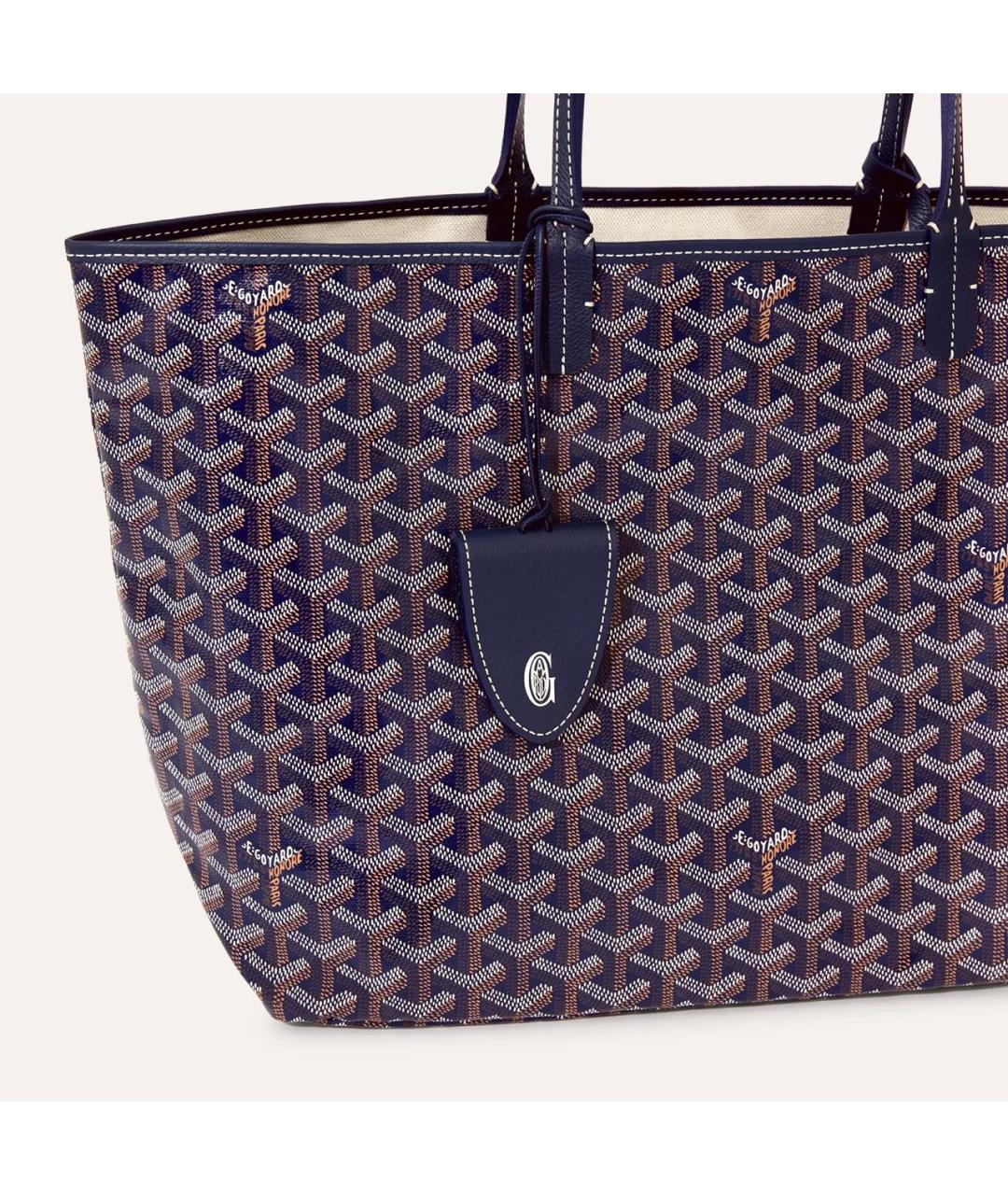 GOYARD Темно-синяя сумка с короткими ручками из канвы, фото 4