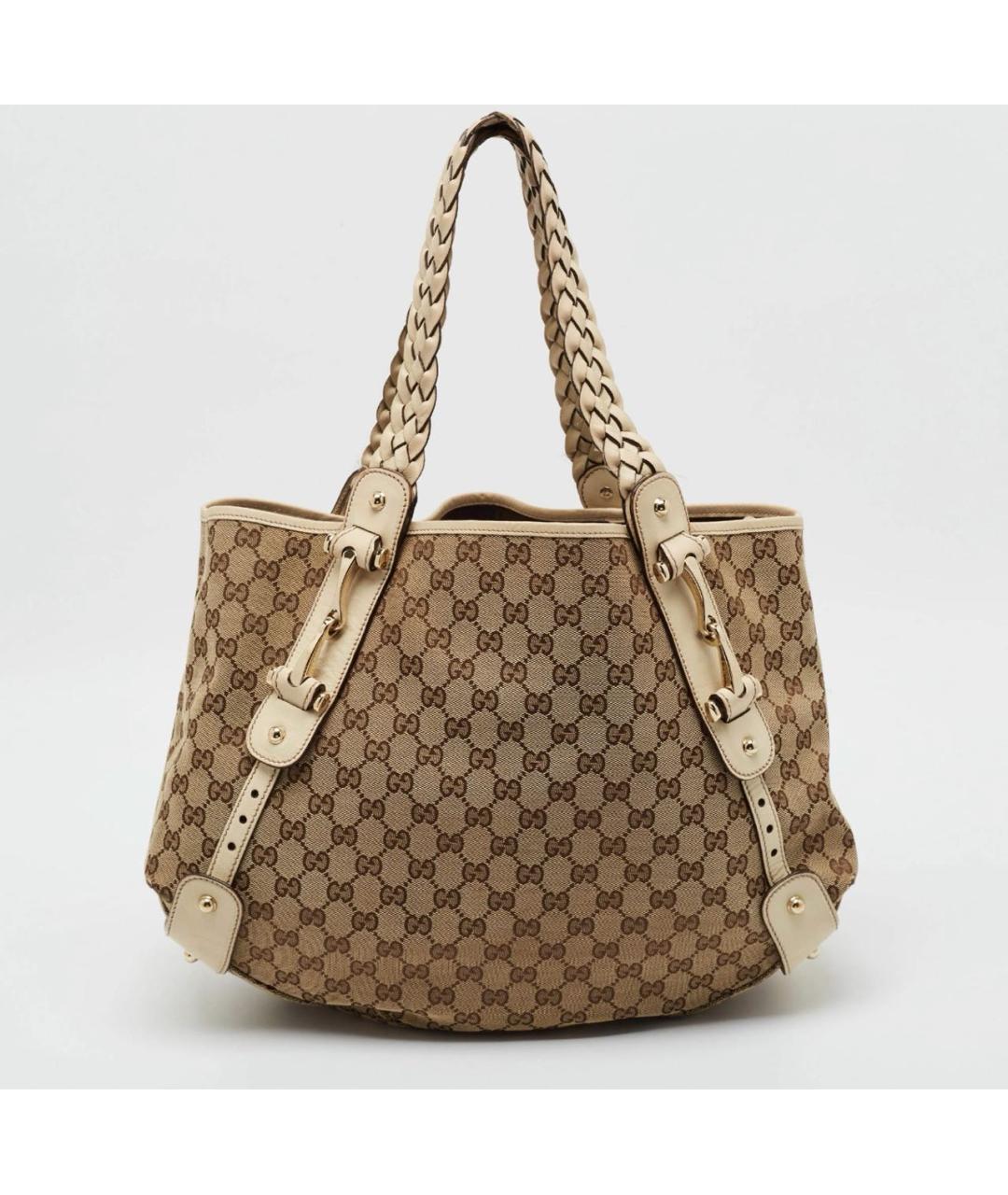 GUCCI Бежевая тканевая сумка тоут, фото 3