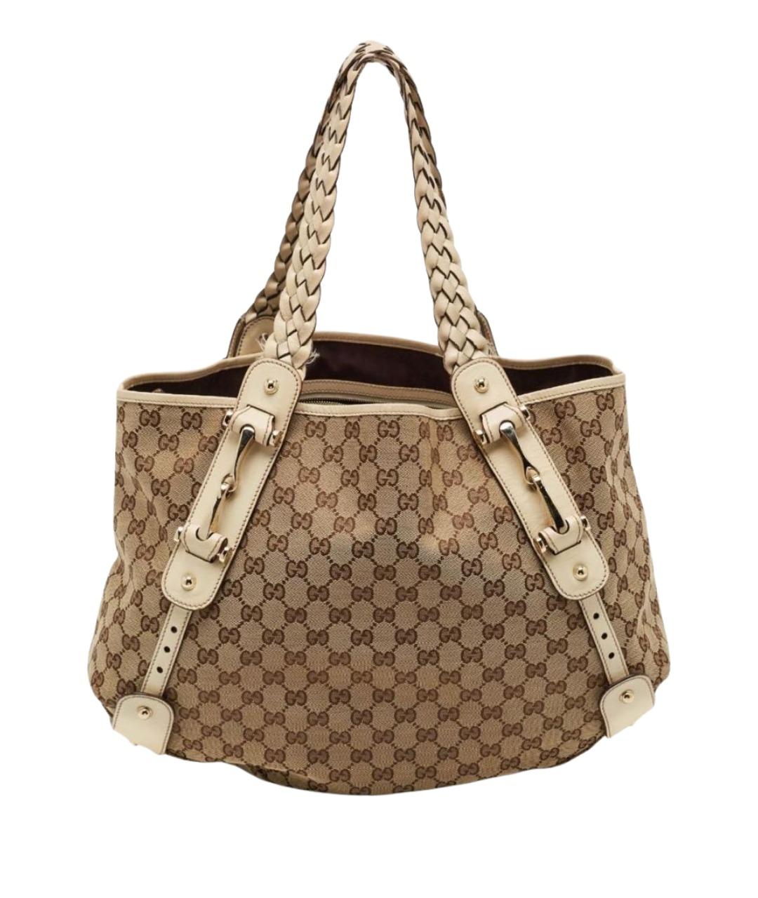 GUCCI Бежевая тканевая сумка тоут, фото 1