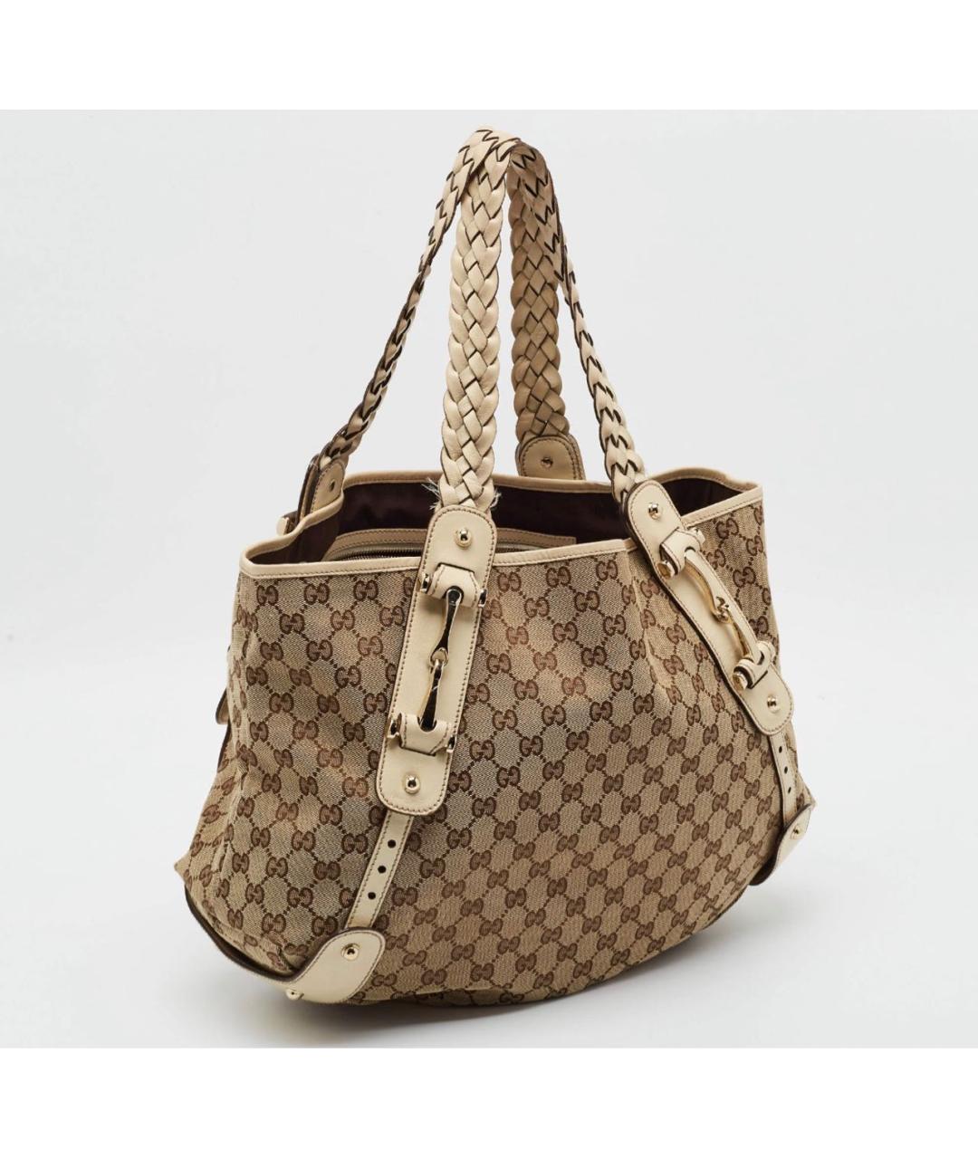 GUCCI Бежевая тканевая сумка тоут, фото 2