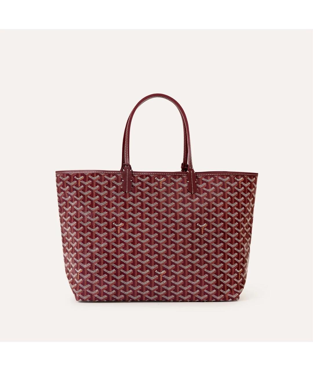 GOYARD Бордовая кожаная сумка с короткими ручками, фото 3