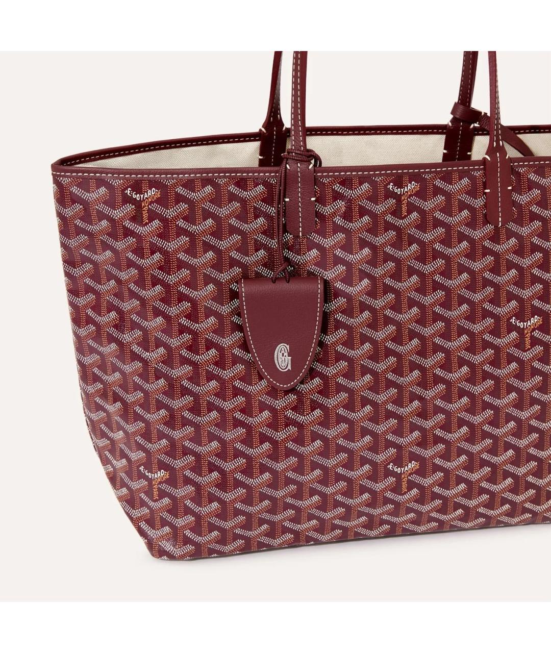 GOYARD Бордовая кожаная сумка с короткими ручками, фото 4