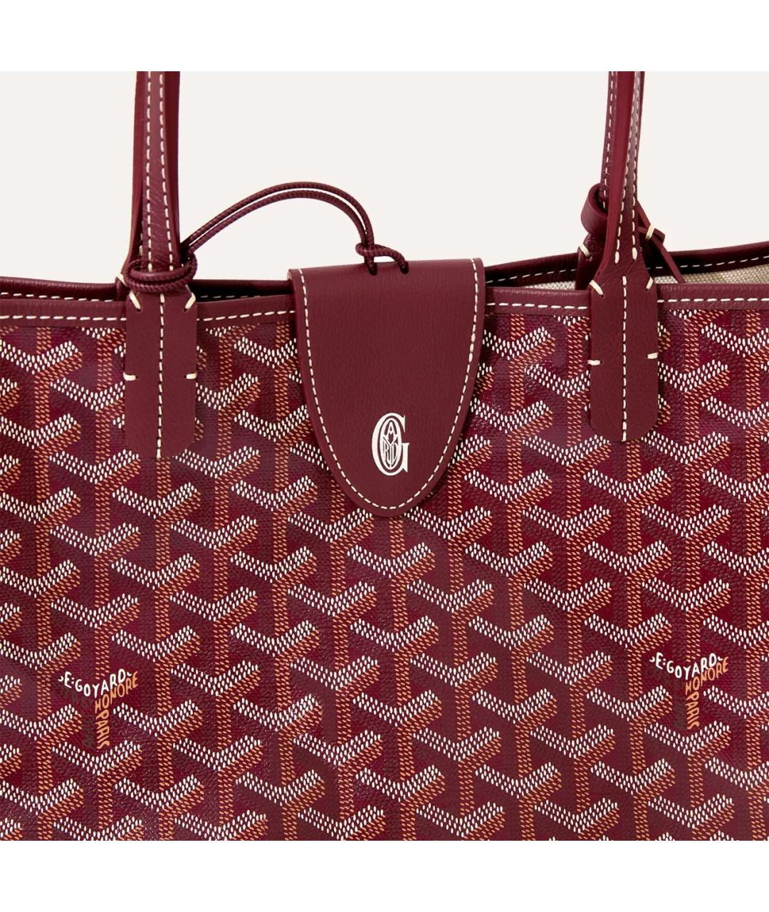 GOYARD Бордовая кожаная сумка с короткими ручками, фото 5