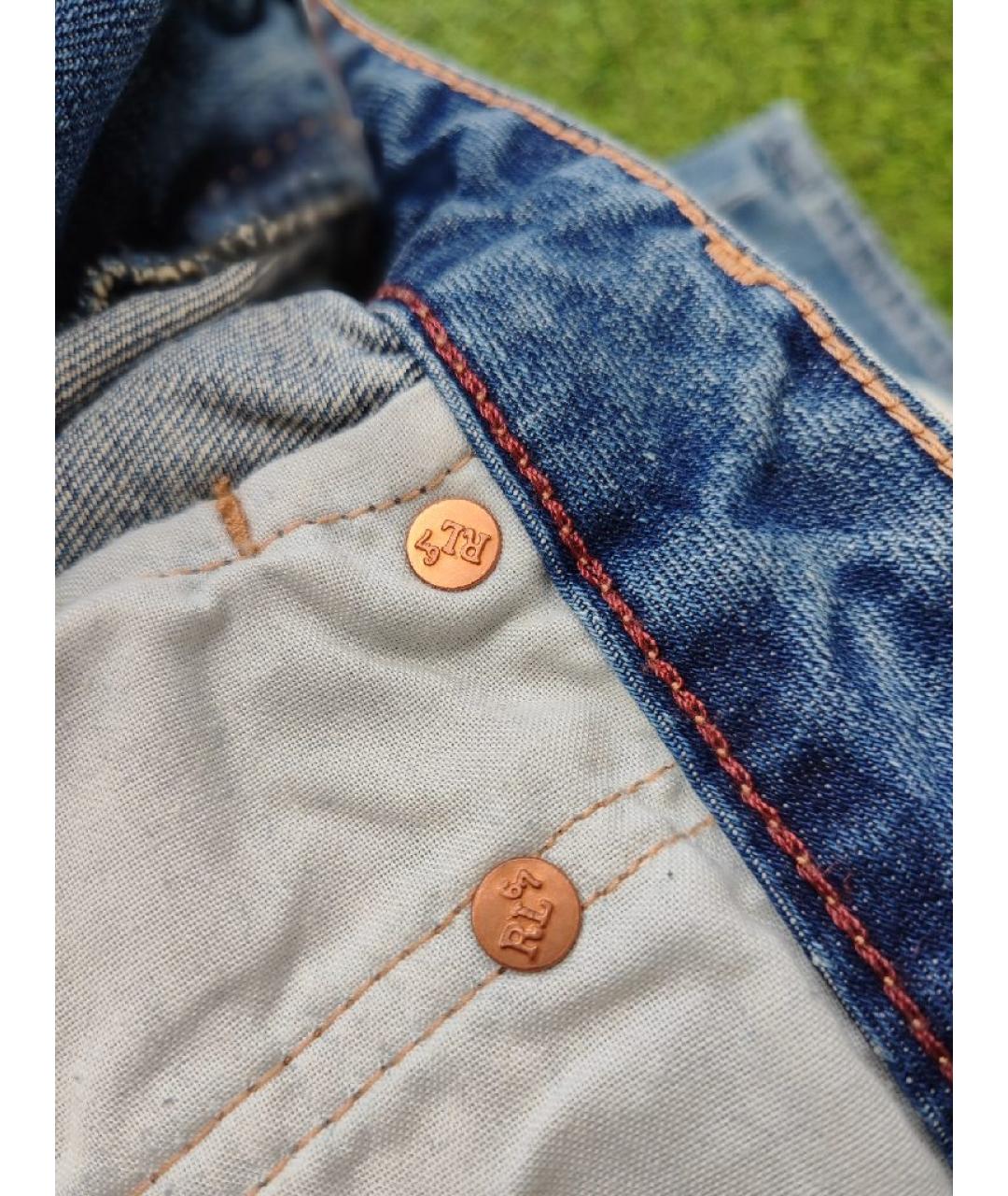 POLO RALPH LAUREN Голубые хлопковые прямые джинсы, фото 9