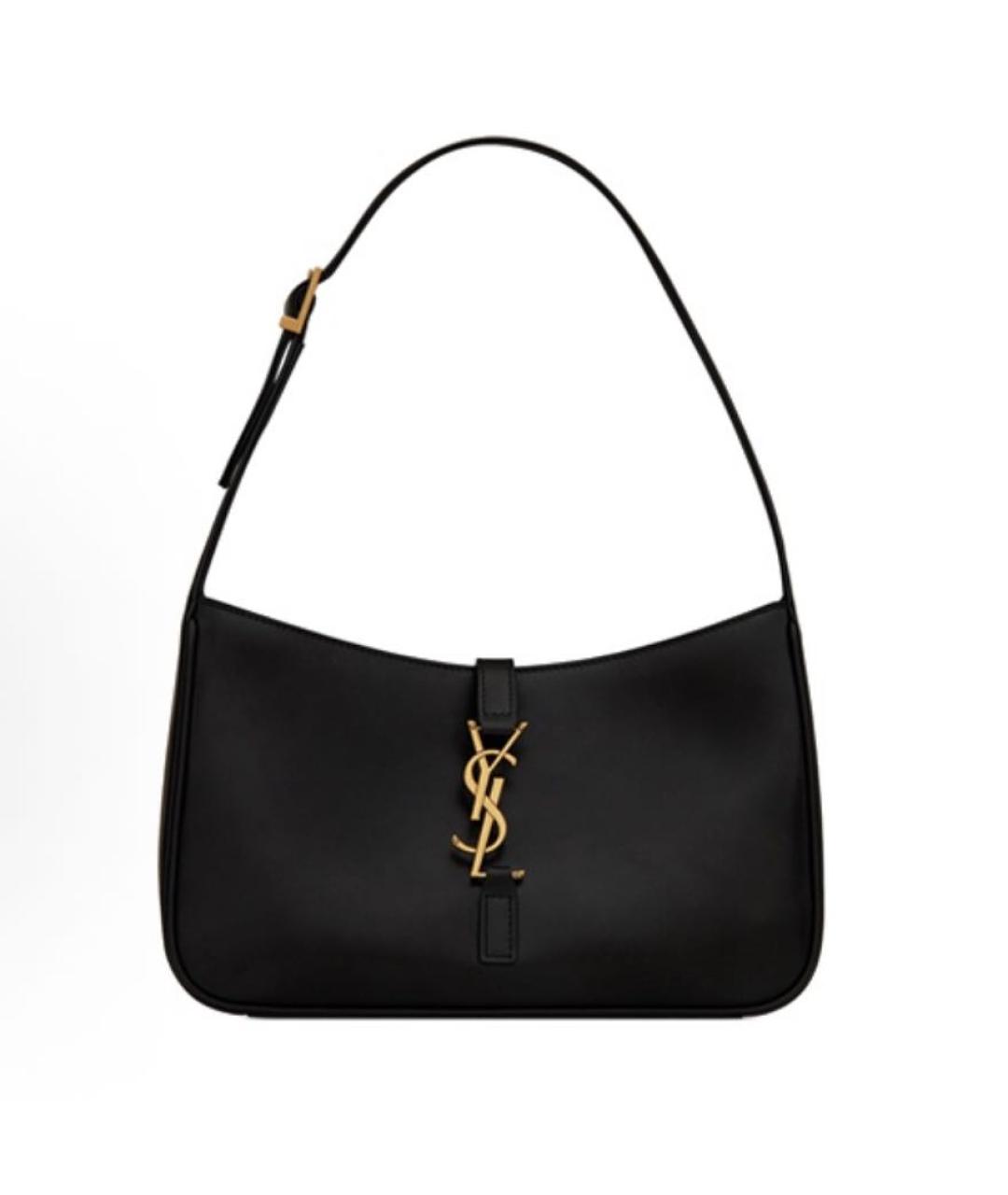 SAINT LAURENT Черная кожаная сумка с короткими ручками, фото 5