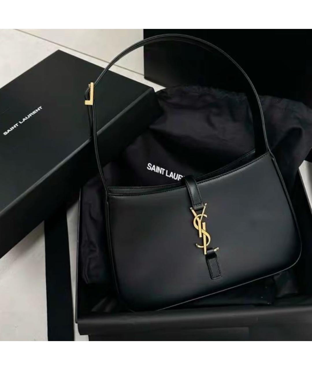 SAINT LAURENT Черная кожаная сумка с короткими ручками, фото 3