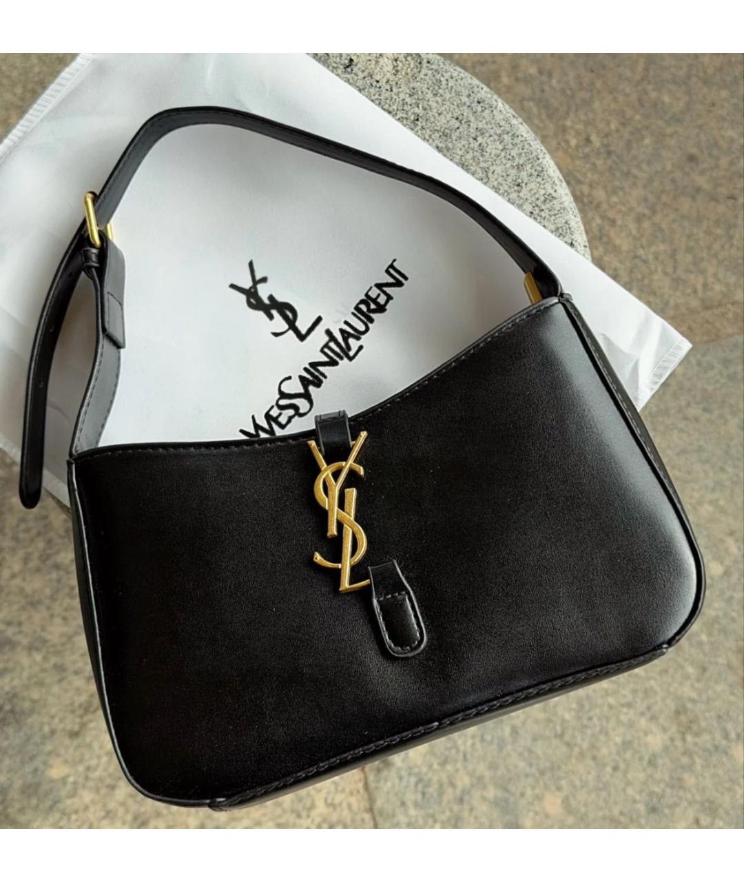 SAINT LAURENT Черная кожаная сумка с короткими ручками, фото 4