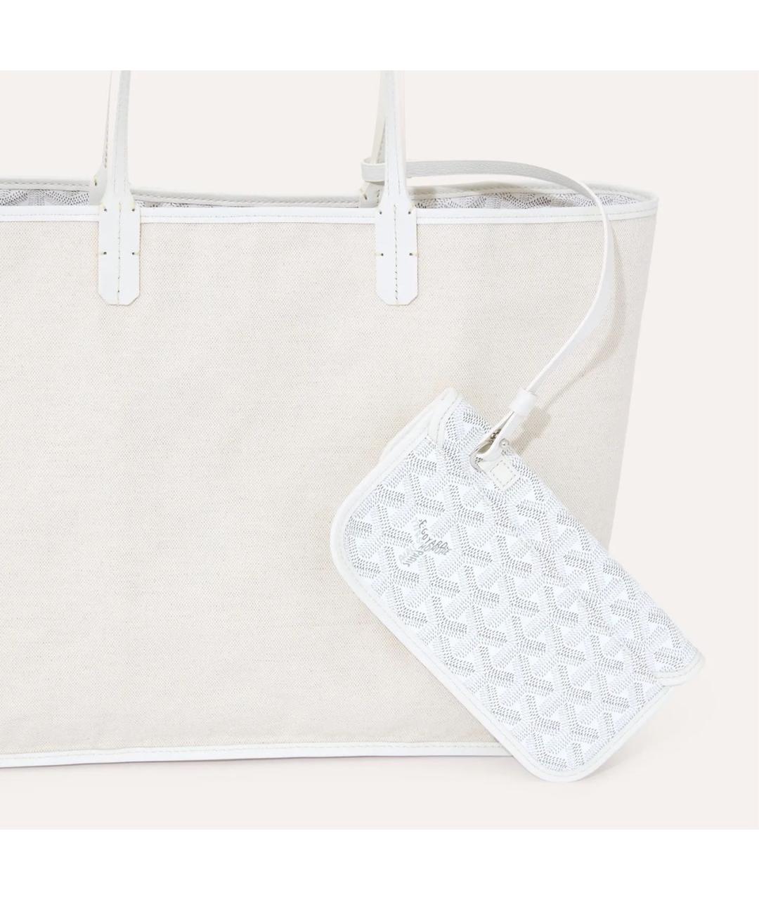 GOYARD Белая сумка с короткими ручками из канвы, фото 6