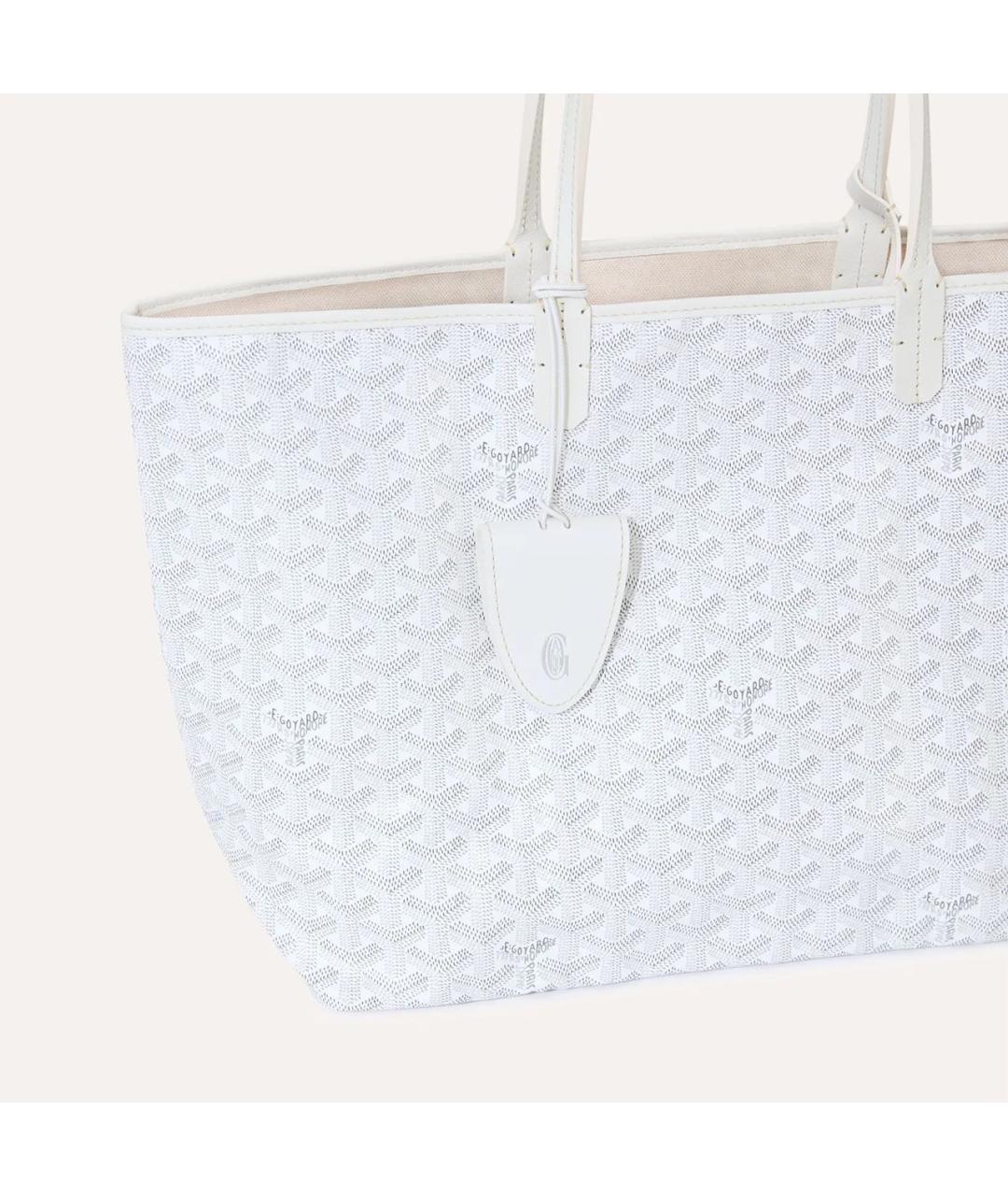 GOYARD Белая сумка с короткими ручками из канвы, фото 4