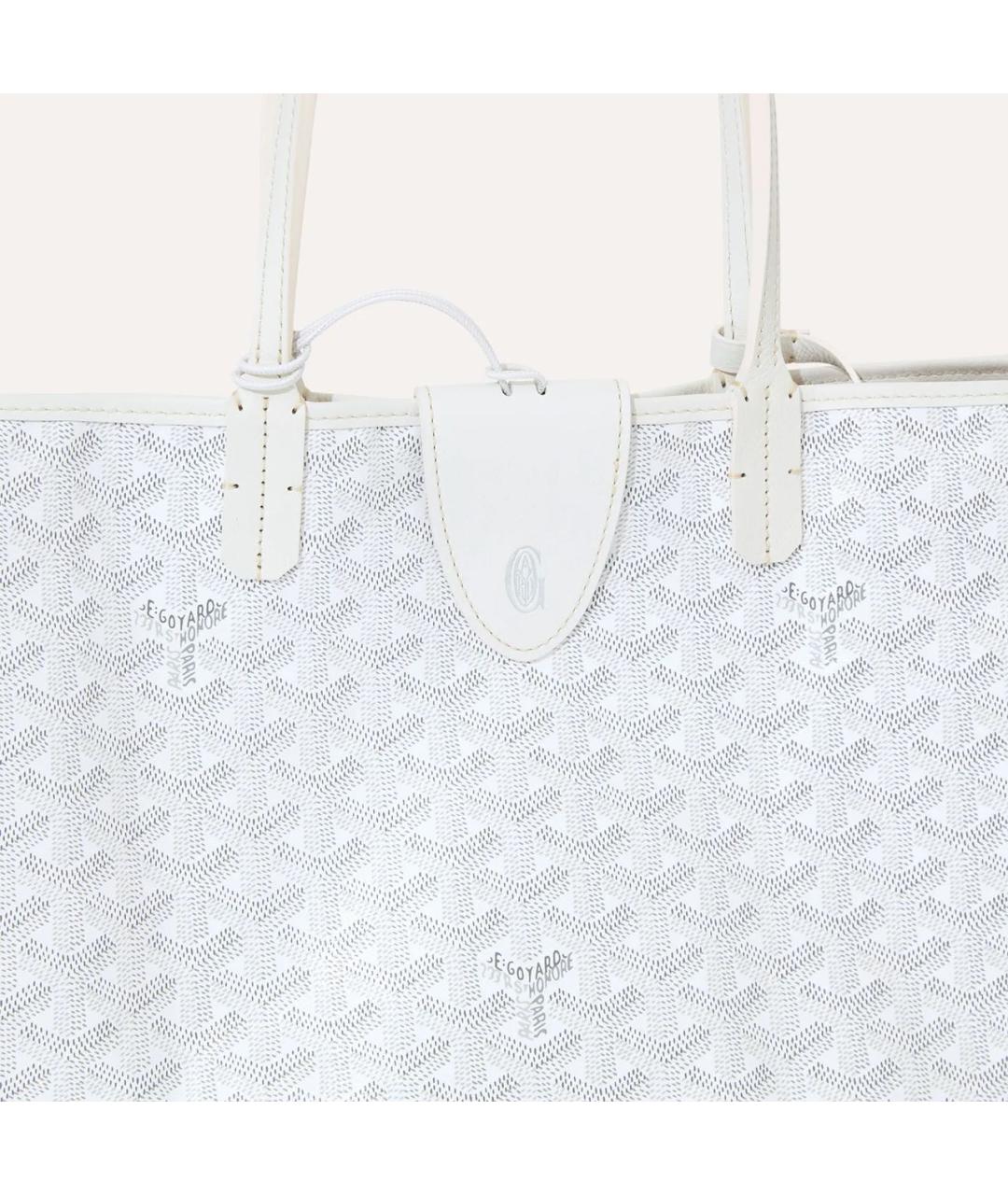 GOYARD Белая сумка с короткими ручками из канвы, фото 5