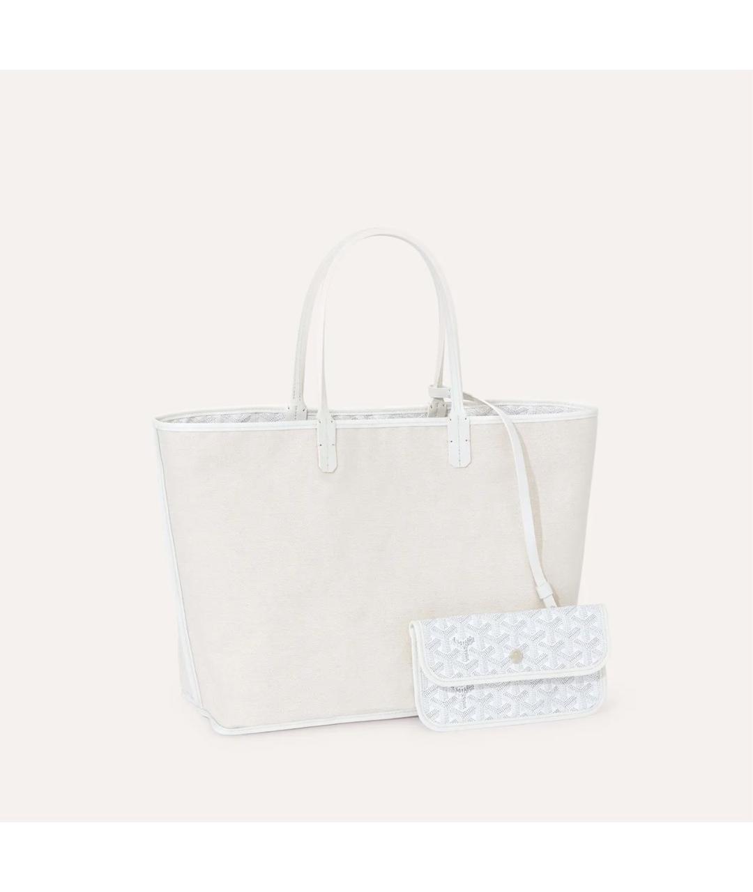 GOYARD Белая сумка с короткими ручками из канвы, фото 3