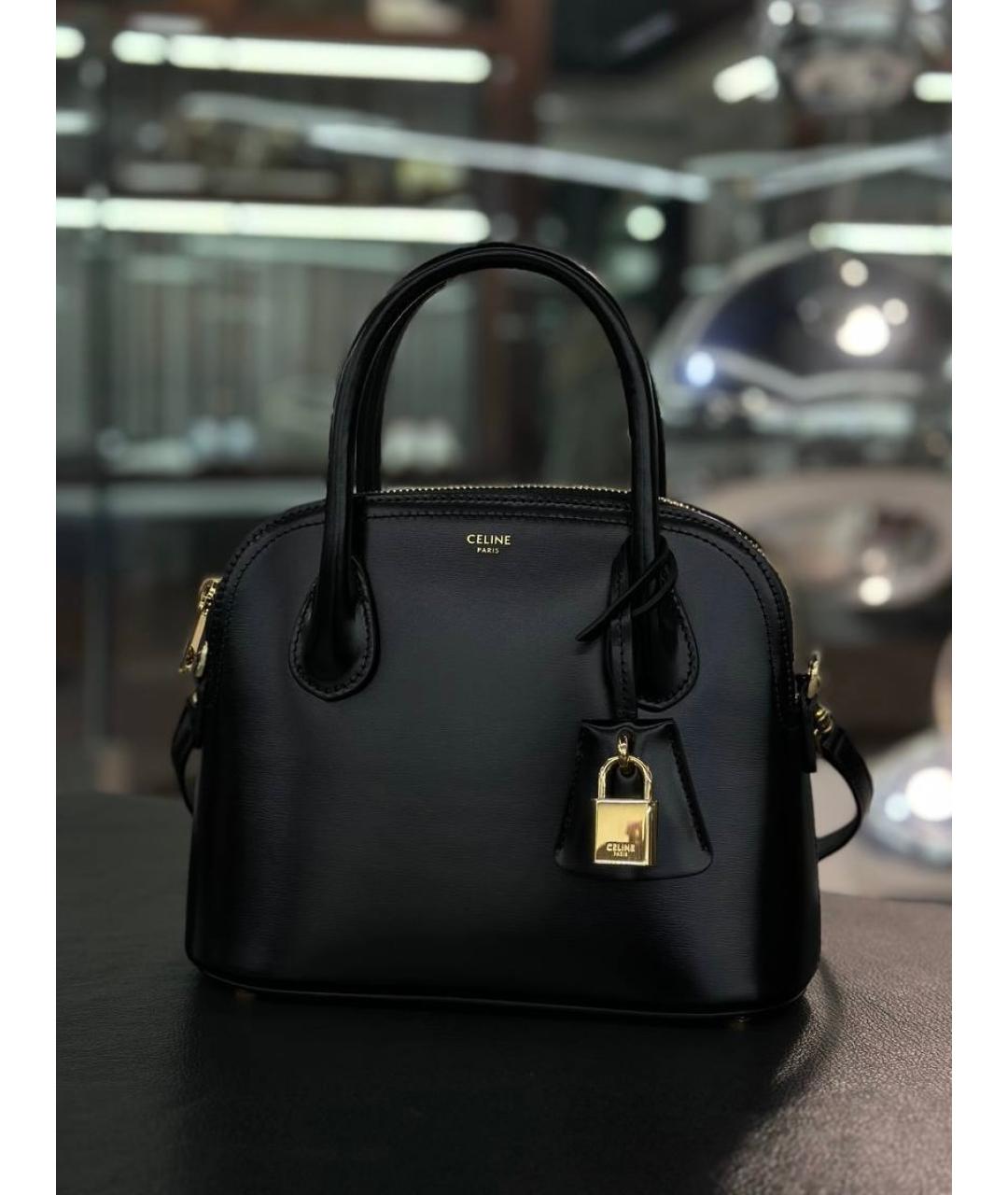 CELINE Черная кожаная сумка с короткими ручками, фото 6