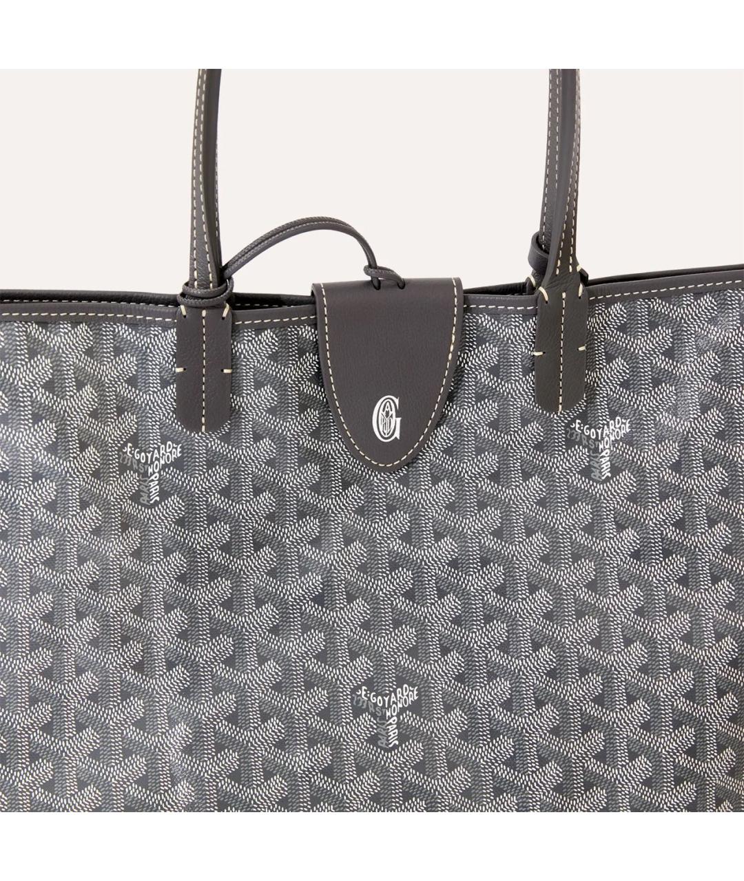 GOYARD Серая сумка с короткими ручками из канвы, фото 4