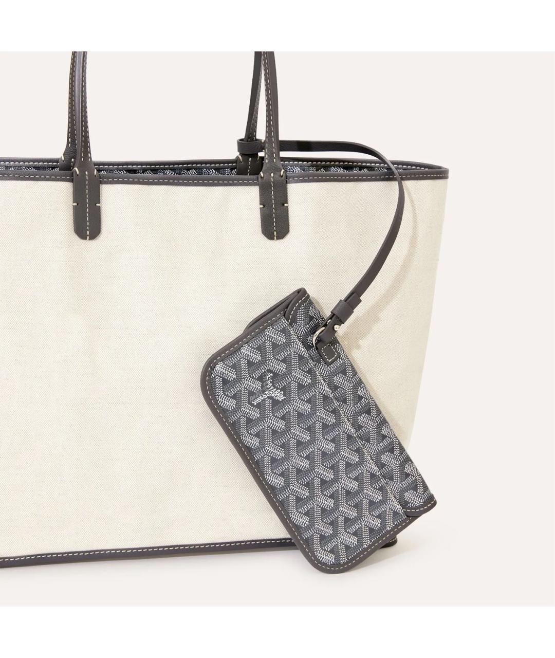 GOYARD Серая сумка с короткими ручками из канвы, фото 6