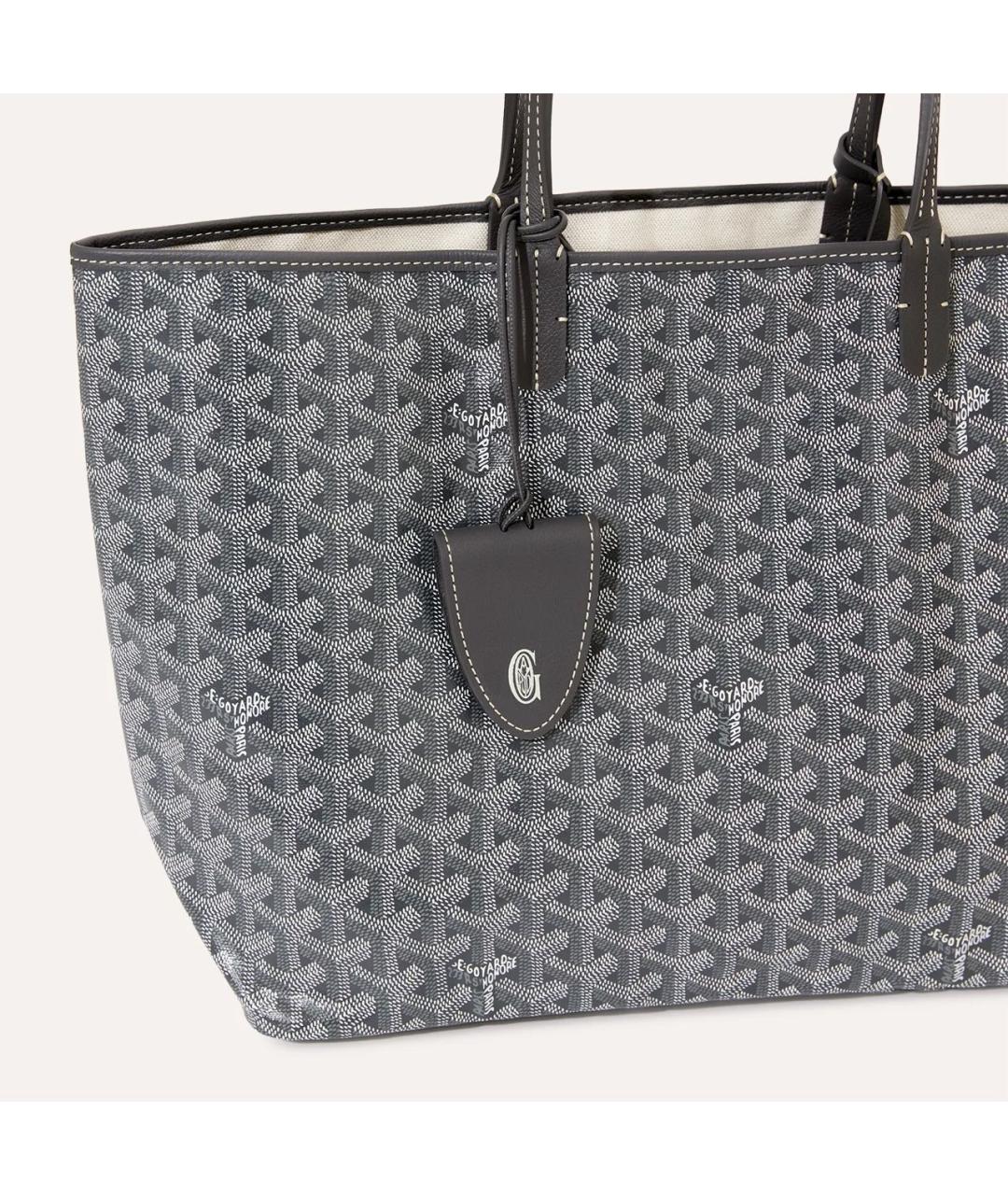 GOYARD Серая сумка с короткими ручками из канвы, фото 5