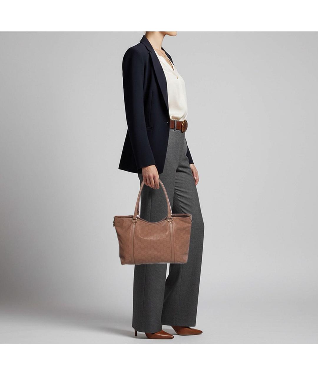 GUCCI Бежевая сумка тоут из канвы, фото 5
