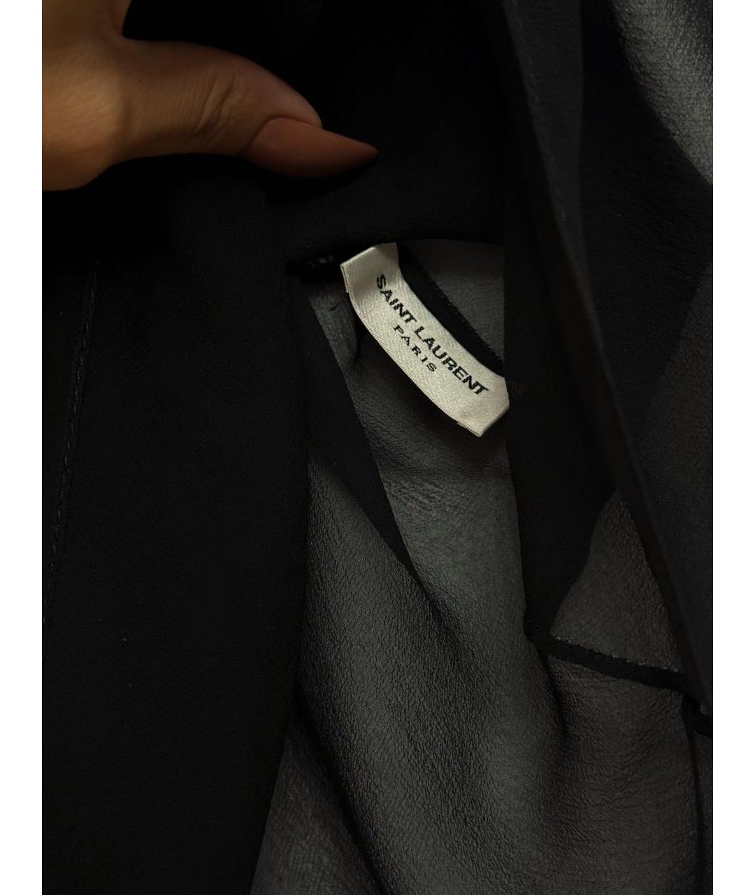 SAINT LAURENT Черная шелковая майка, фото 4