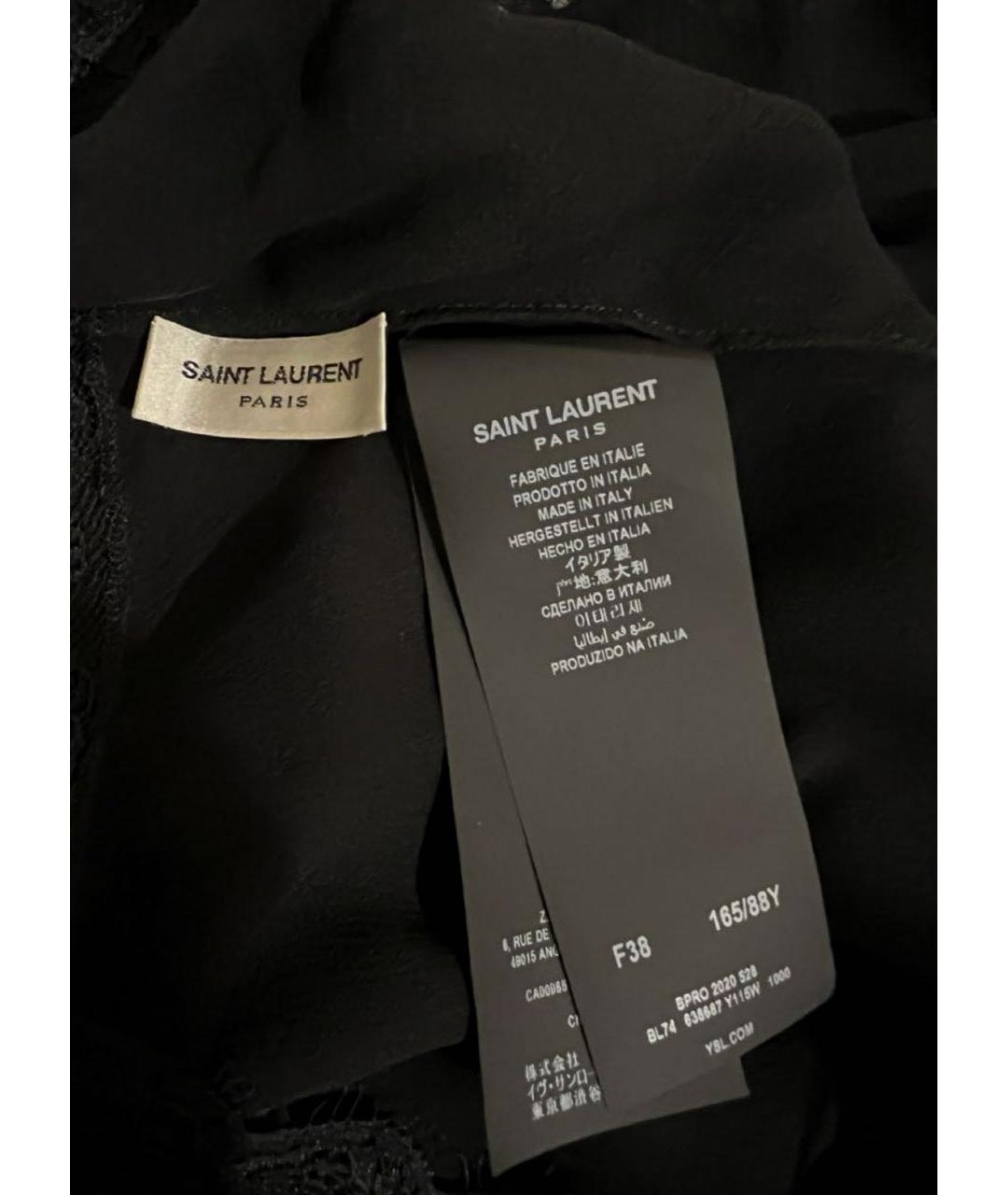 SAINT LAURENT Черная шелковая майка, фото 5