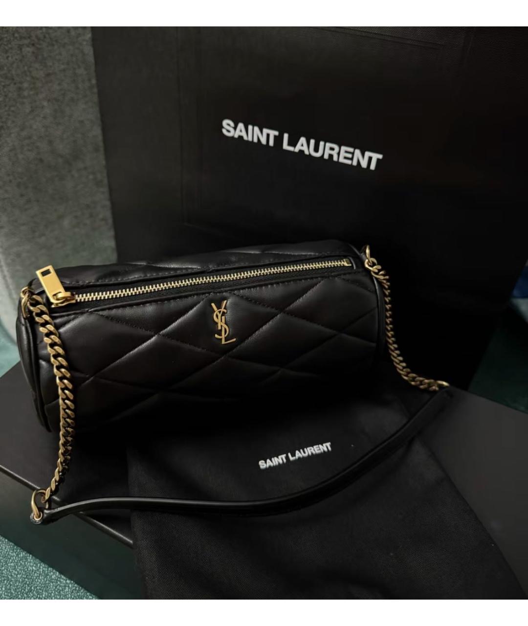 SAINT LAURENT Черная кожаная сумка с короткими ручками, фото 3