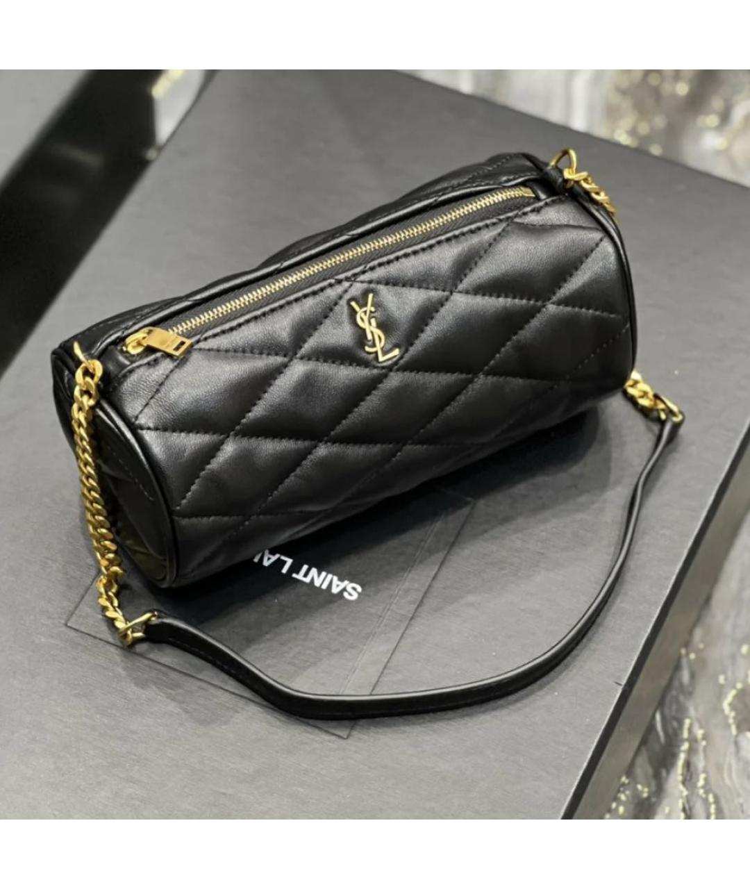 SAINT LAURENT Черная кожаная сумка с короткими ручками, фото 4
