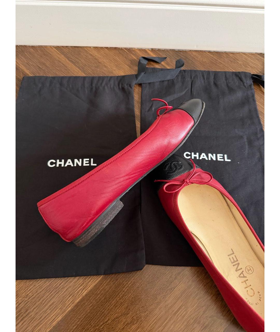 CHANEL Бордовые кожаные балетки, фото 6