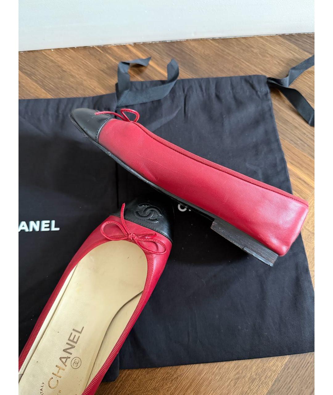 CHANEL Бордовые кожаные балетки, фото 5