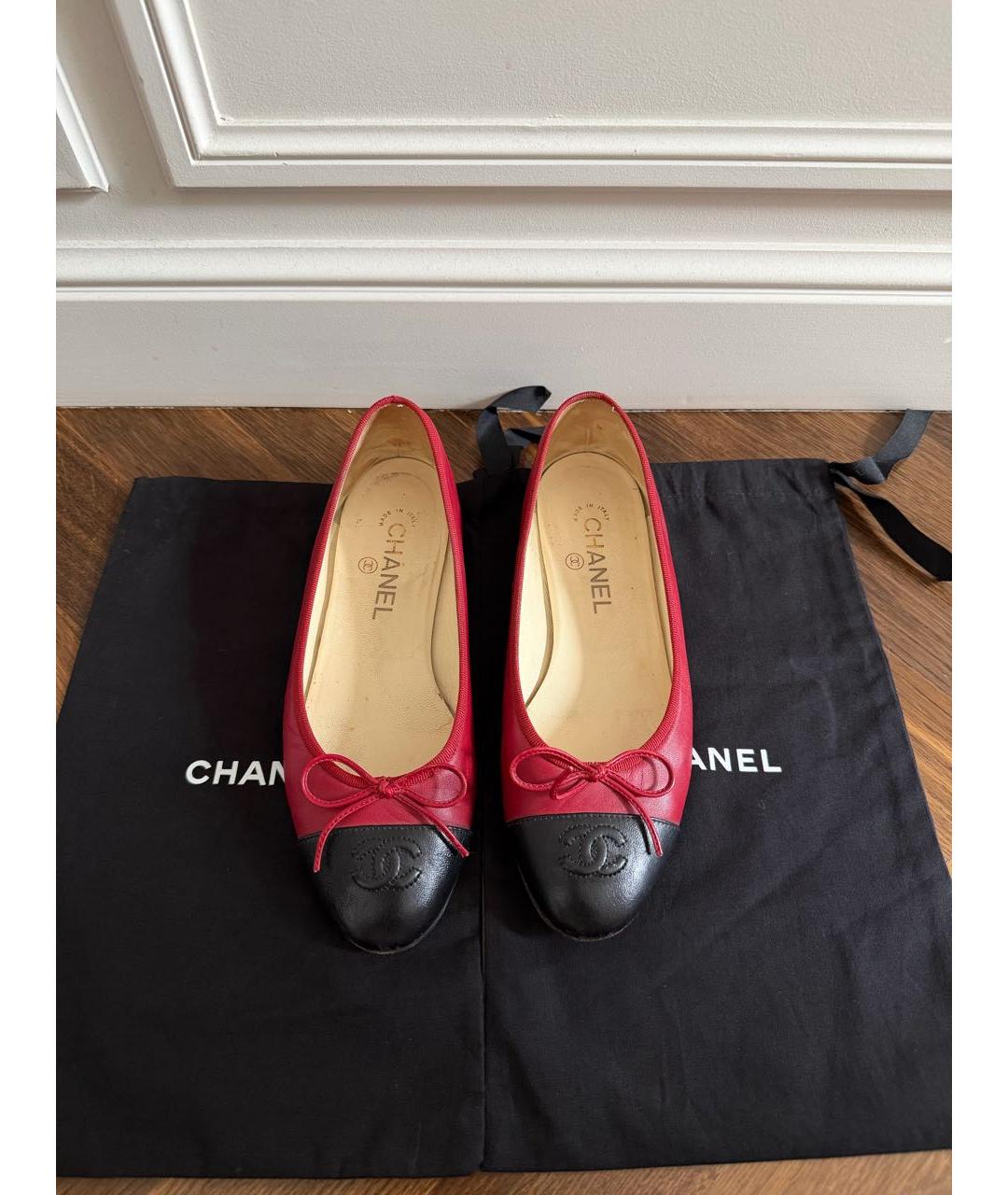 CHANEL Бордовые кожаные балетки, фото 2
