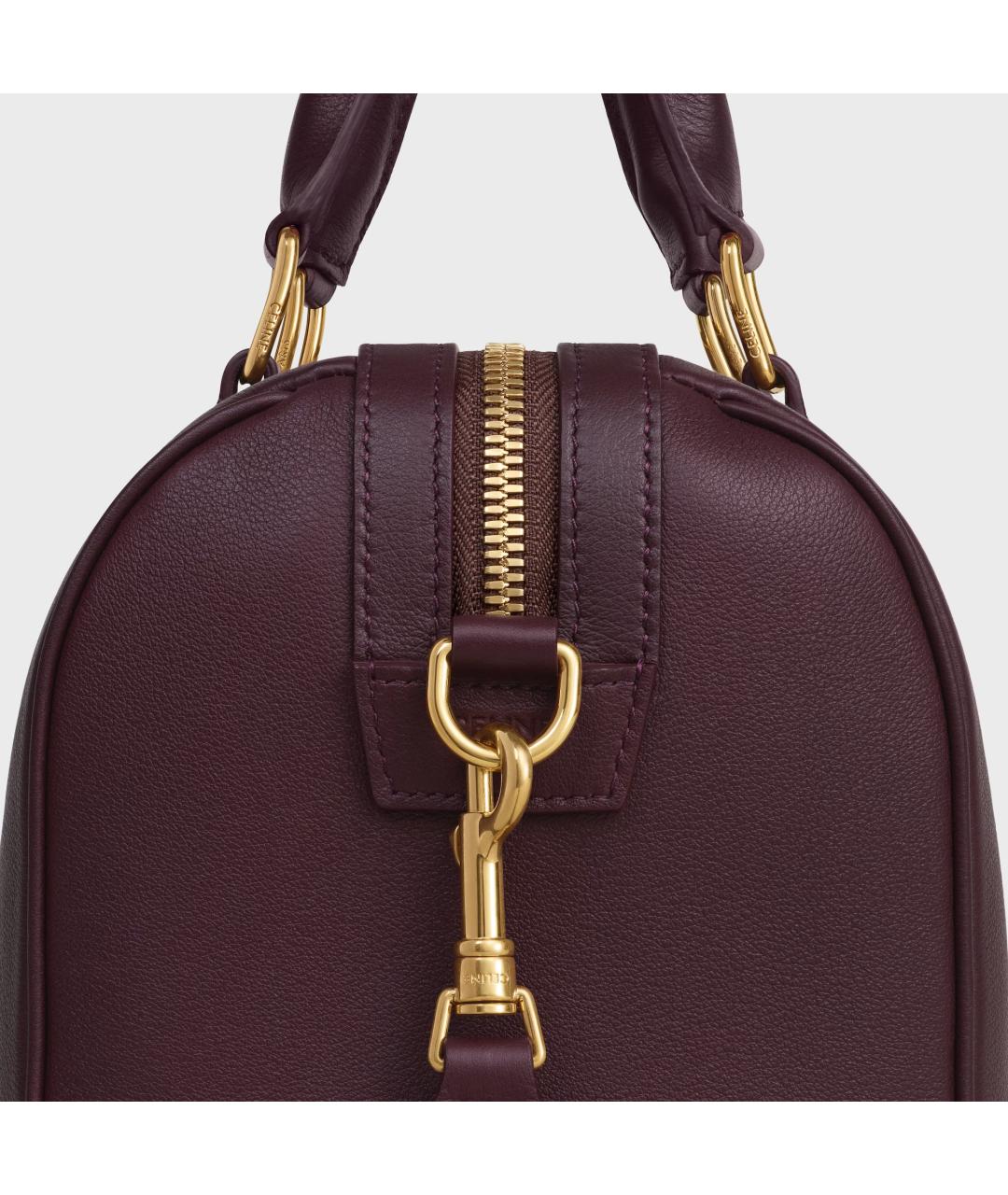 CELINE Бордовая кожаная сумка с короткими ручками, фото 5