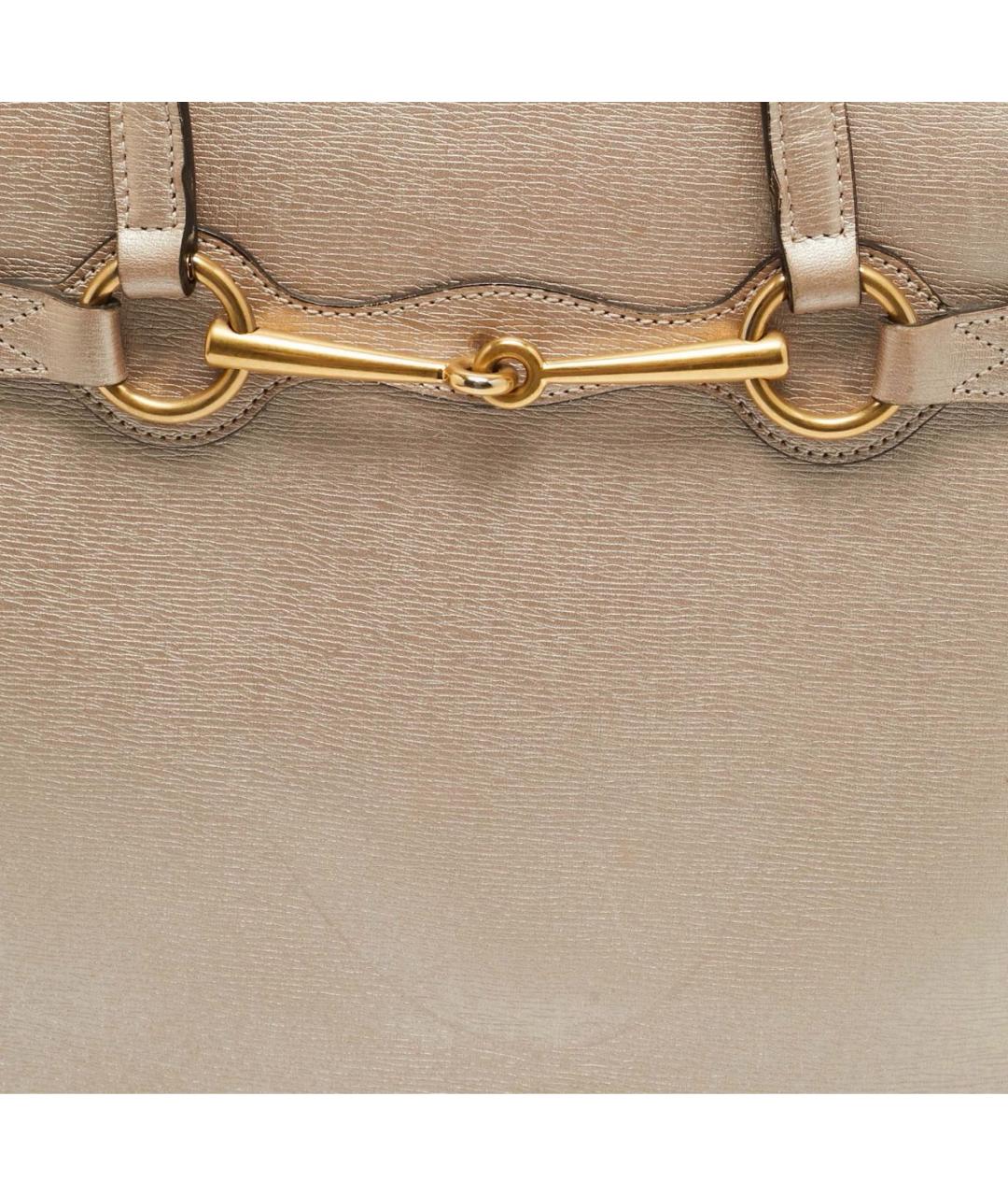 GUCCI Бежевая кожаная сумка с короткими ручками, фото 6
