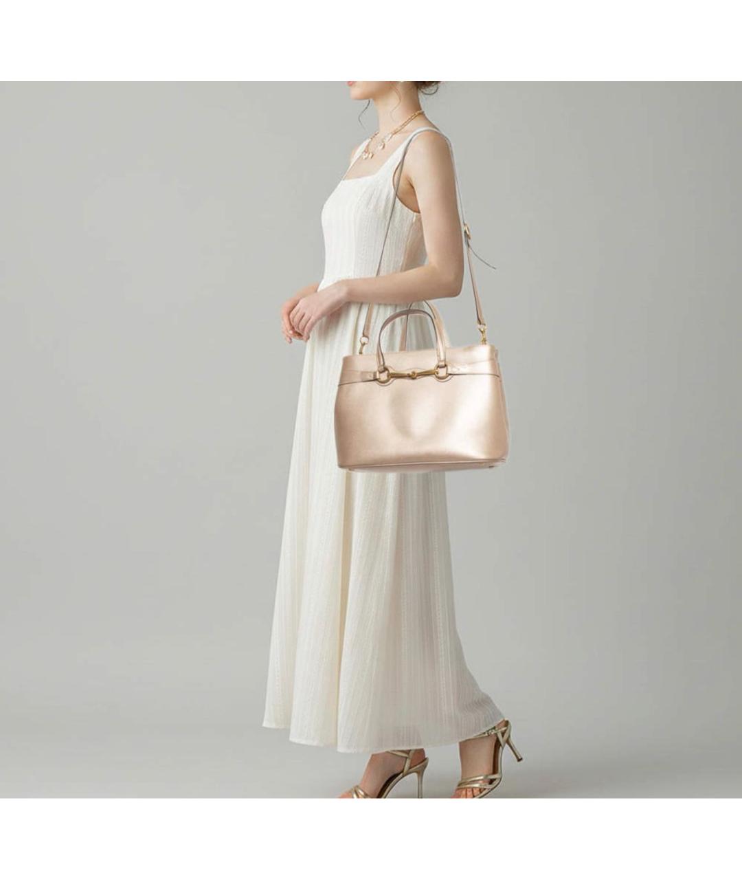 GUCCI Бежевая кожаная сумка с короткими ручками, фото 5