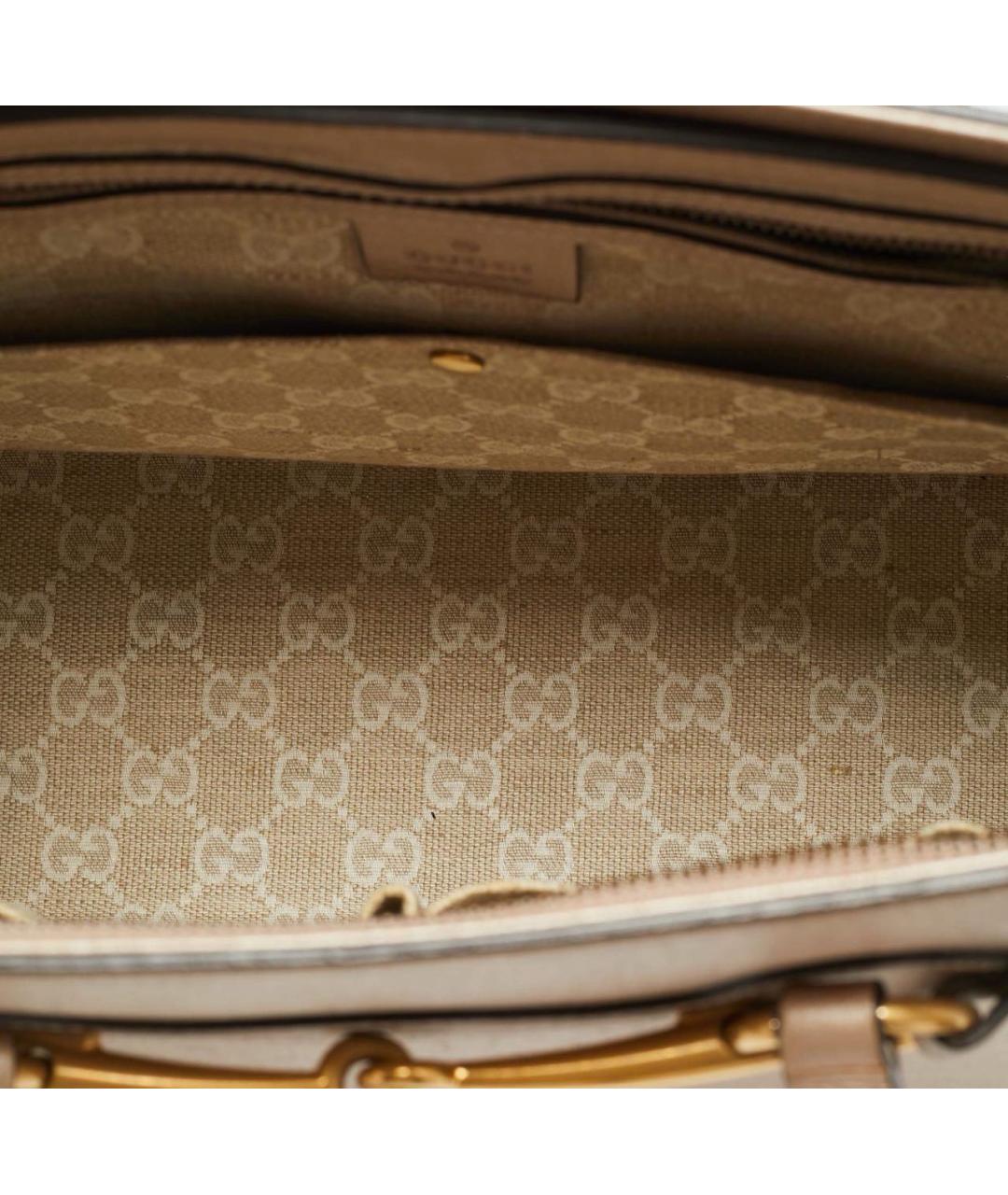 GUCCI Бежевая кожаная сумка с короткими ручками, фото 4