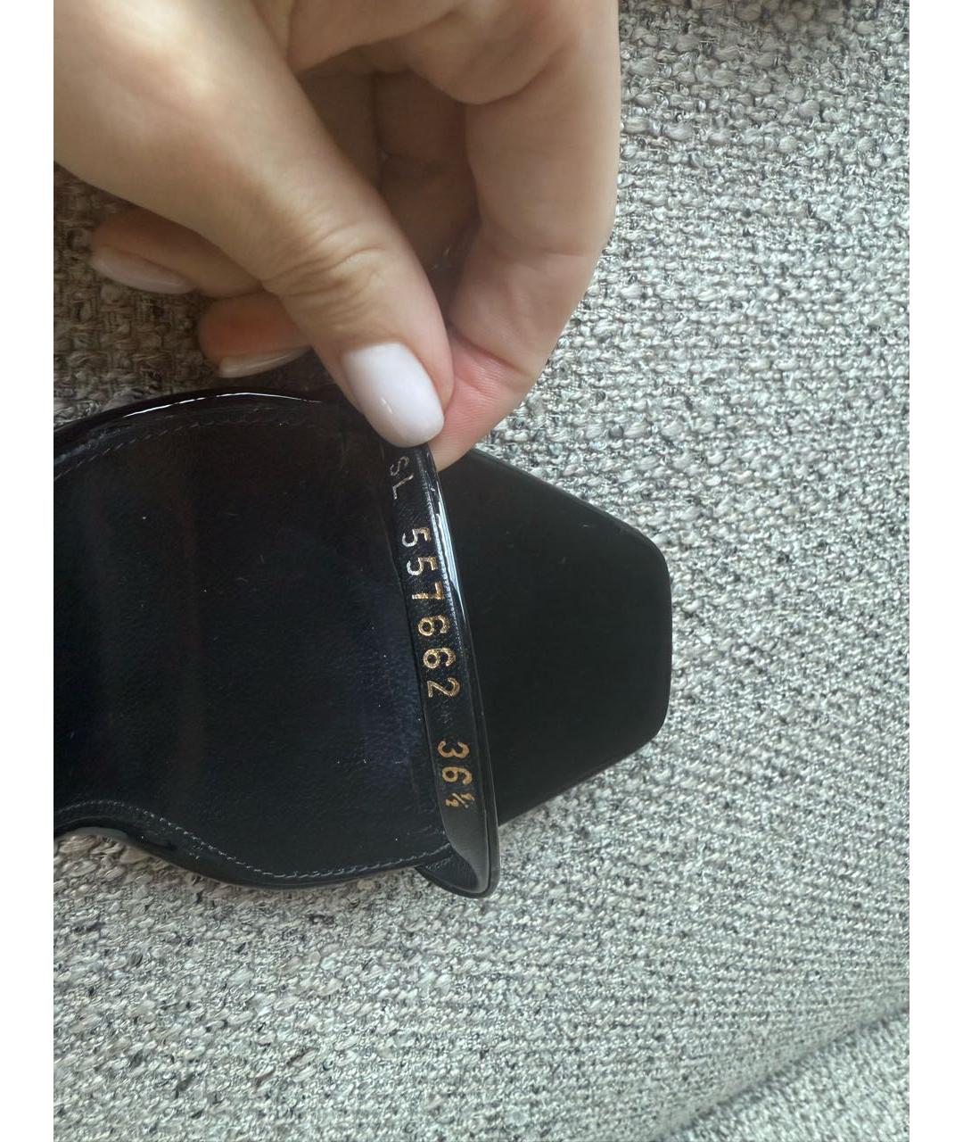 SAINT LAURENT Черные босоножки из лакированной кожи, фото 5