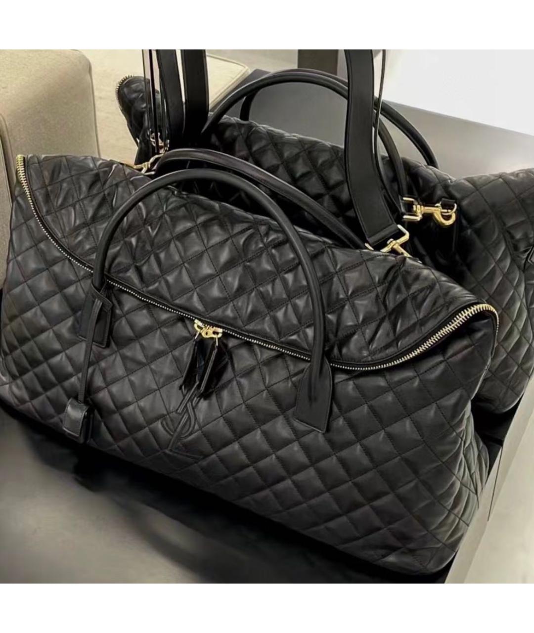 SAINT LAURENT Черная кожаная дорожная/спортивная сумка, фото 3