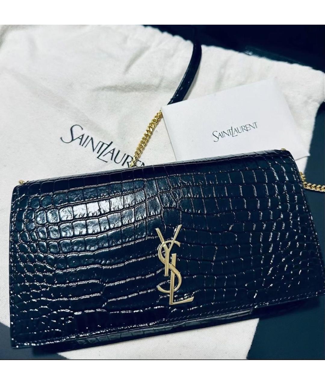 SAINT LAURENT Черная кожаная сумка через плечо, фото 3