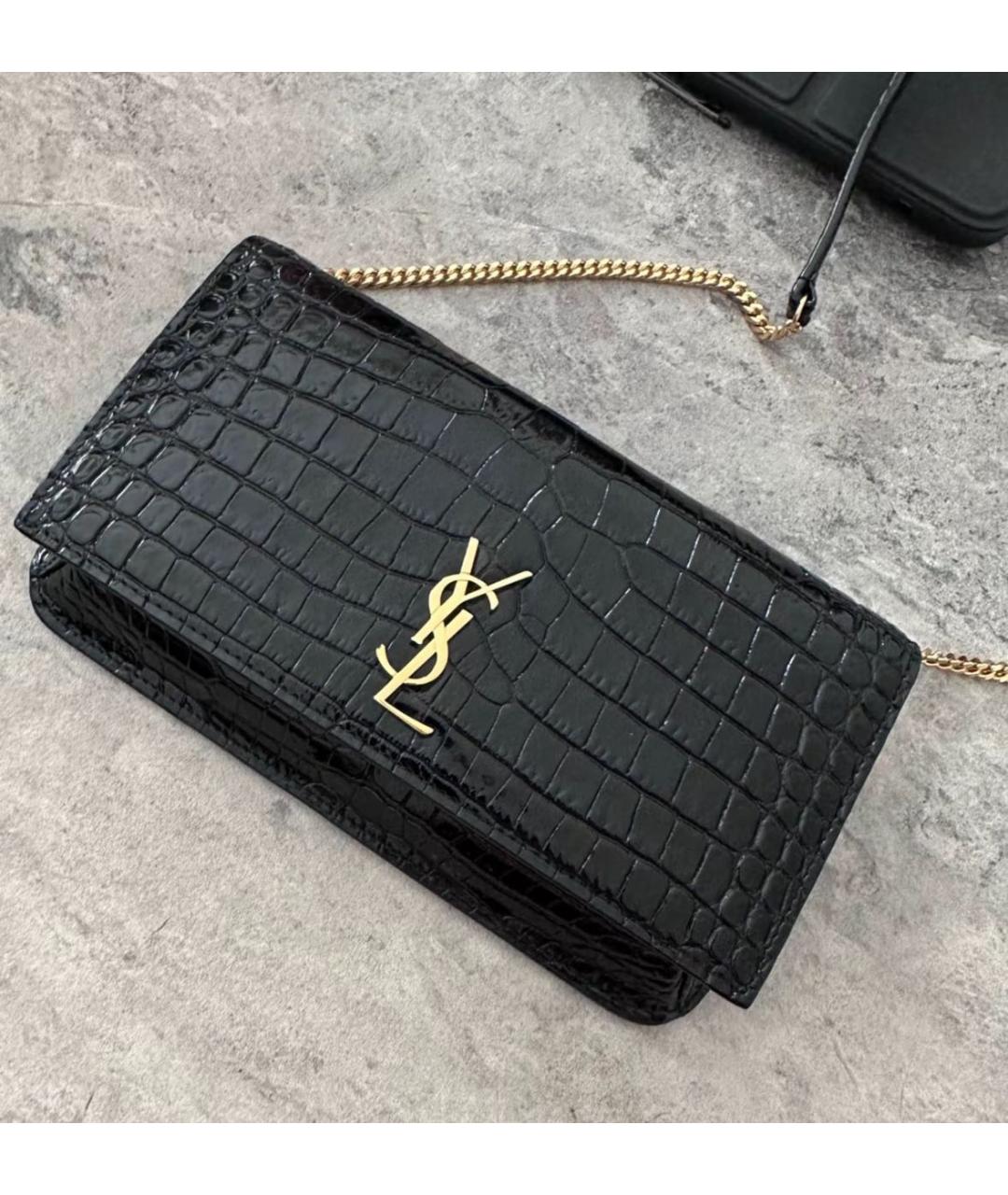 SAINT LAURENT Черная кожаная сумка через плечо, фото 4